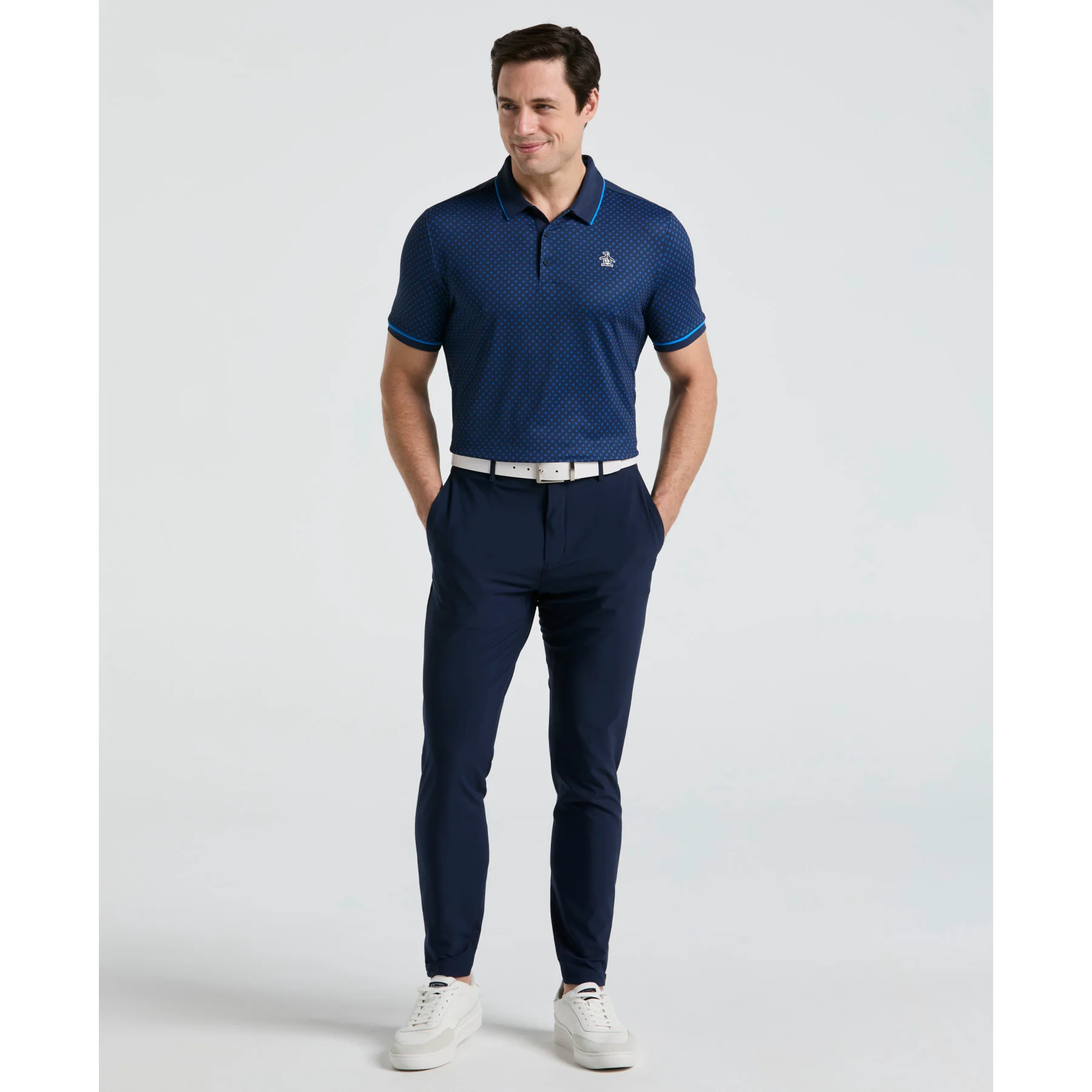 Engineered Novelty Caddy Print Golf Polo Shirt In Black Iris - Image 4