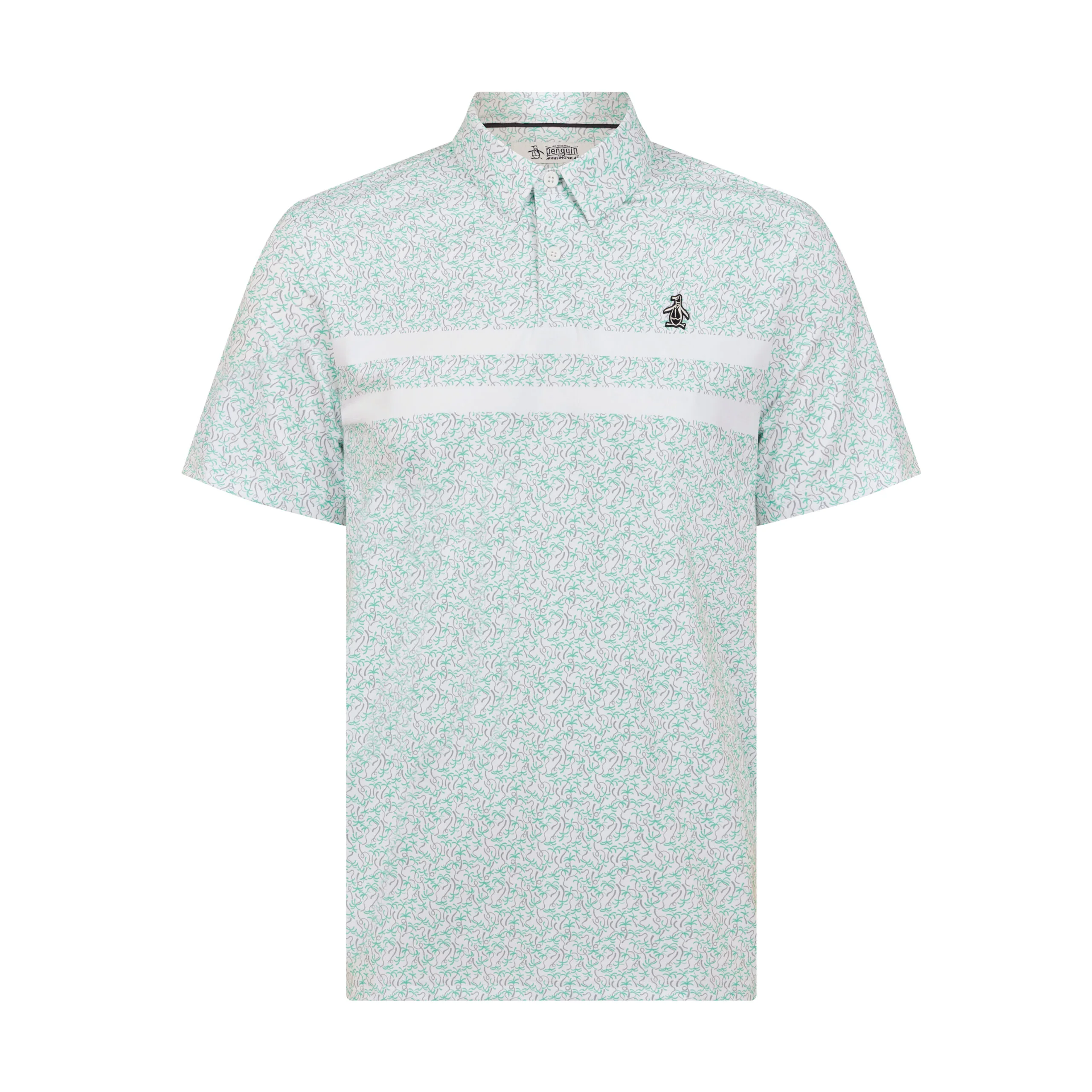 Engineered Novelty Stripe Printed Golf Polo Shirt In Bright White - Image 5