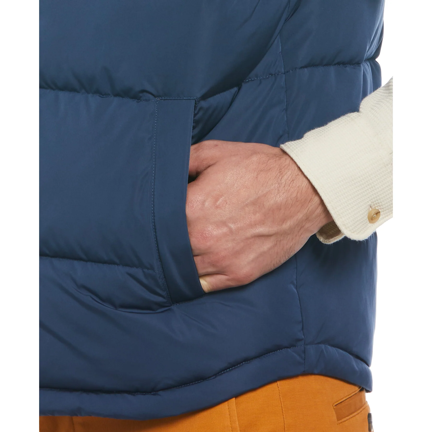 Faux Down Color Block Gilet In Sargasso Sea - Image 3