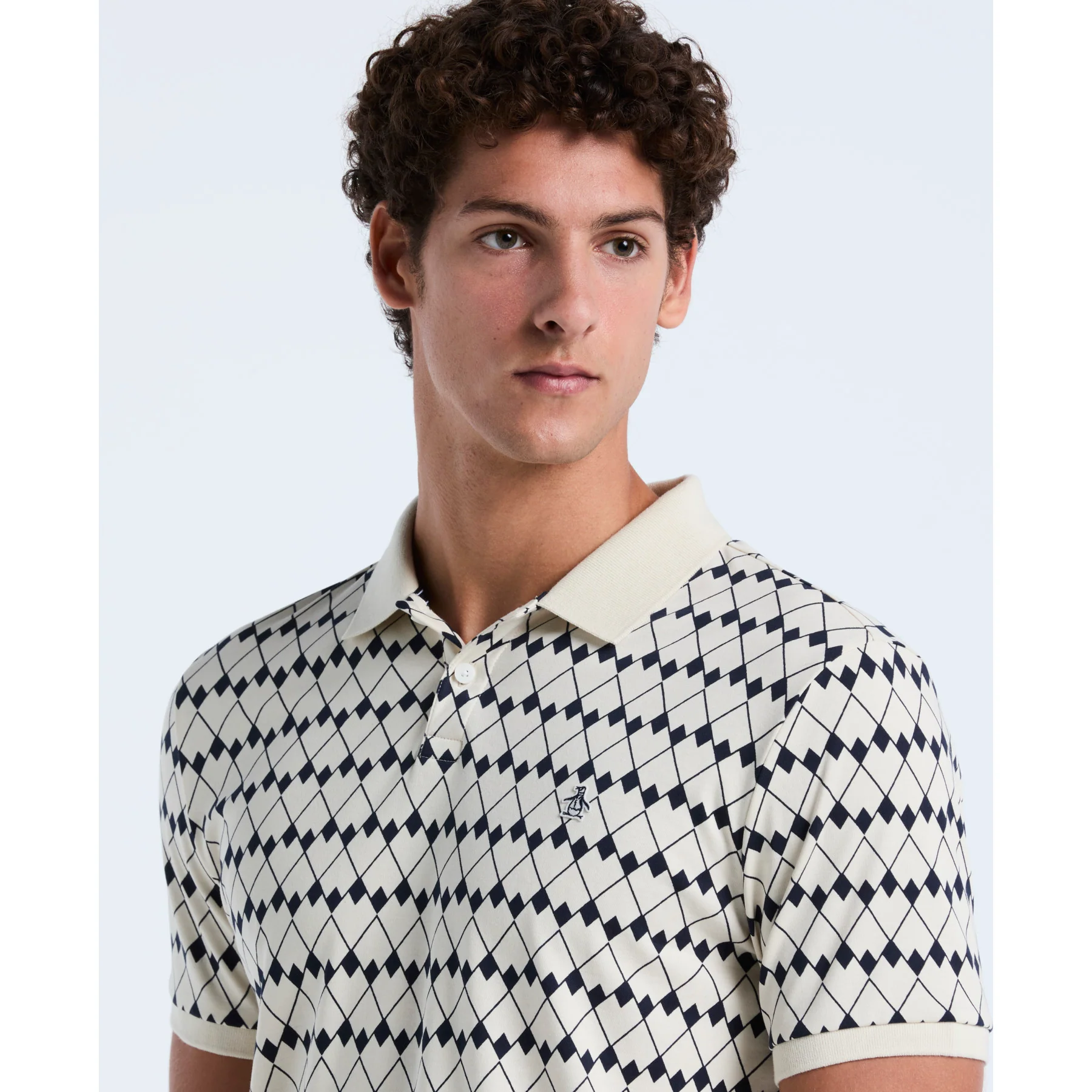 Flags Print Polo Shirt In Birch - Image 3