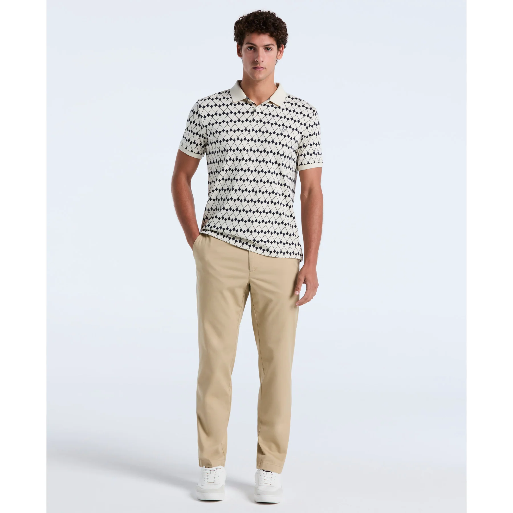 Flags Print Polo Shirt In Birch - Image 4