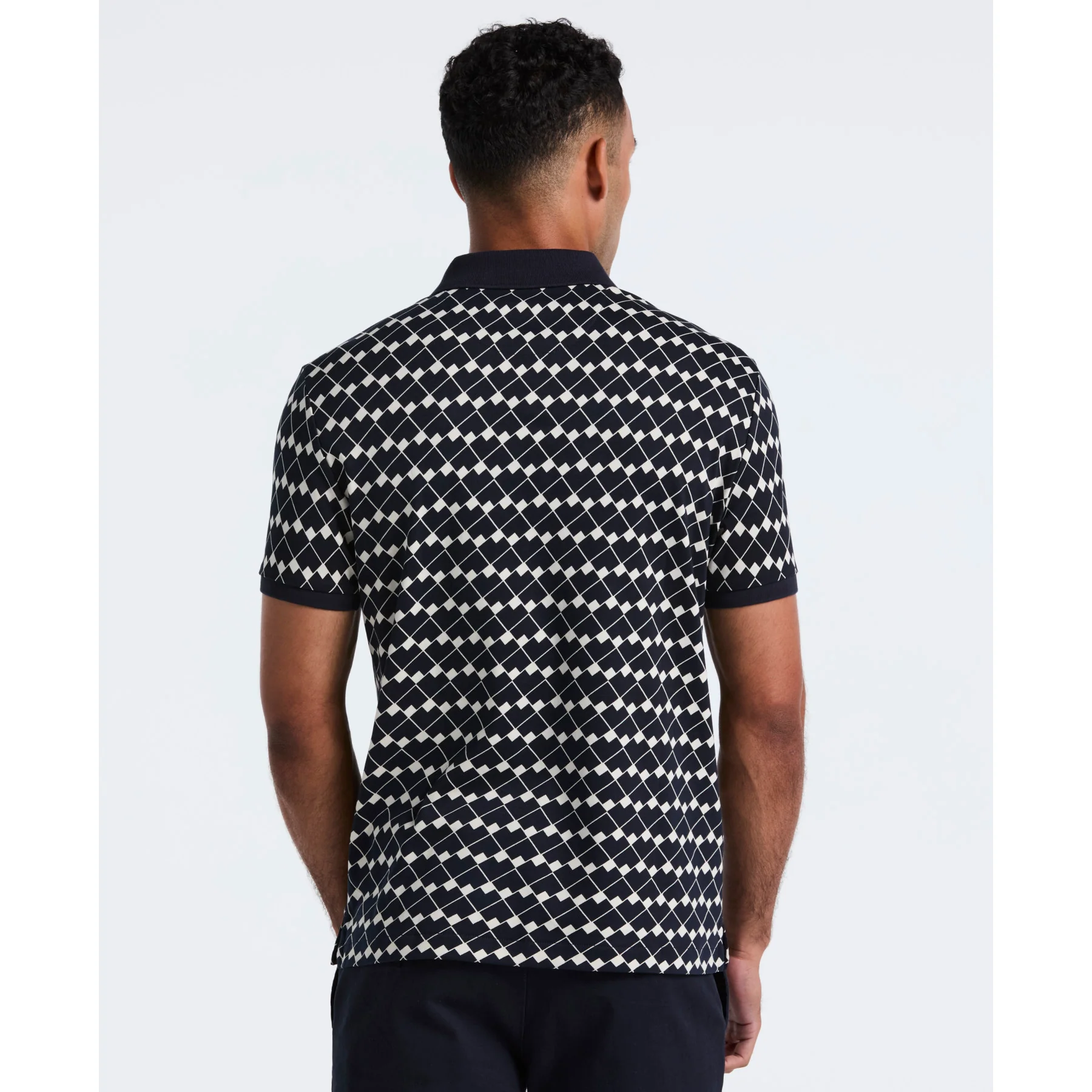 Flags Print Polo Shirt In Dark Sapphire - Image 2