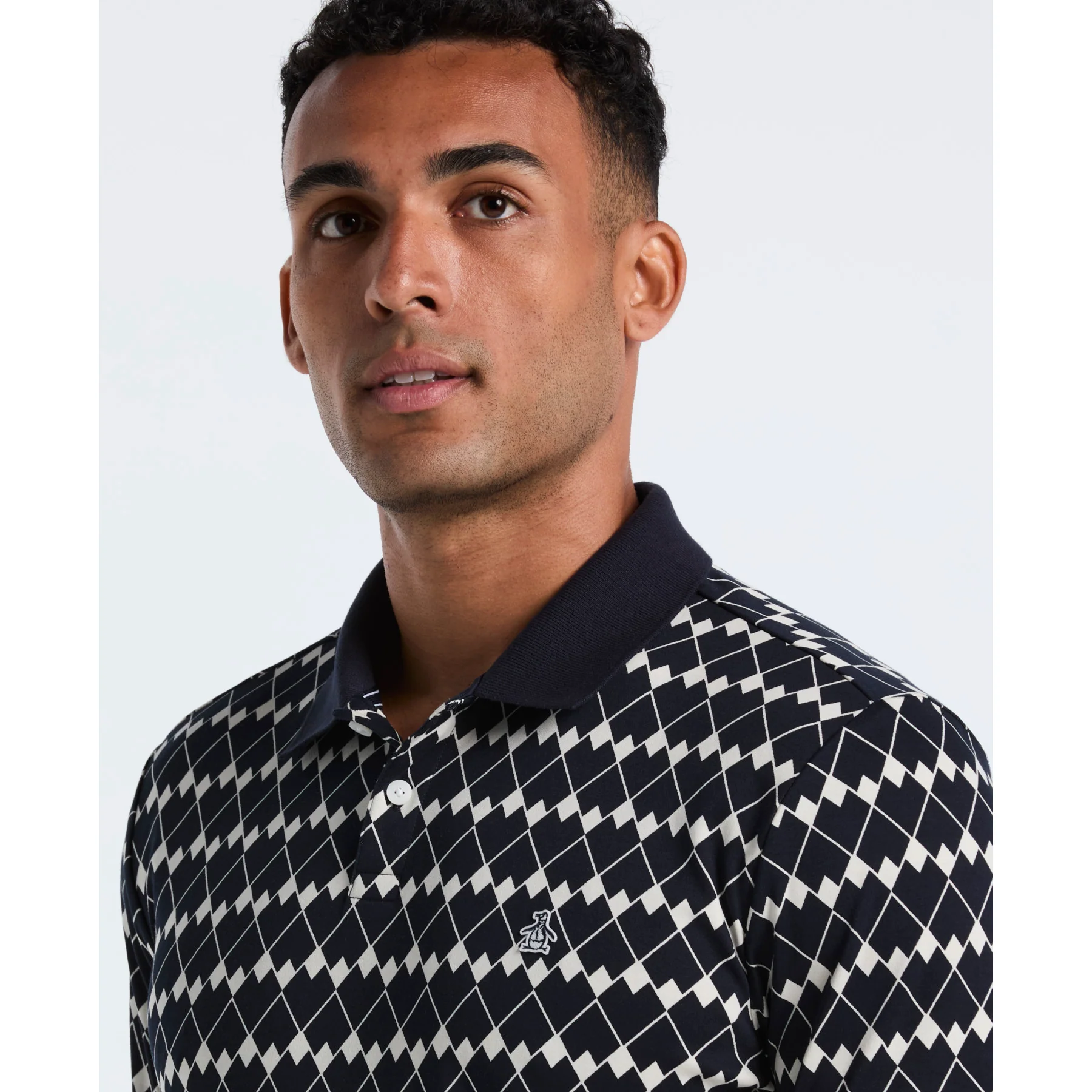 Flags Print Polo Shirt In Dark Sapphire - Image 3