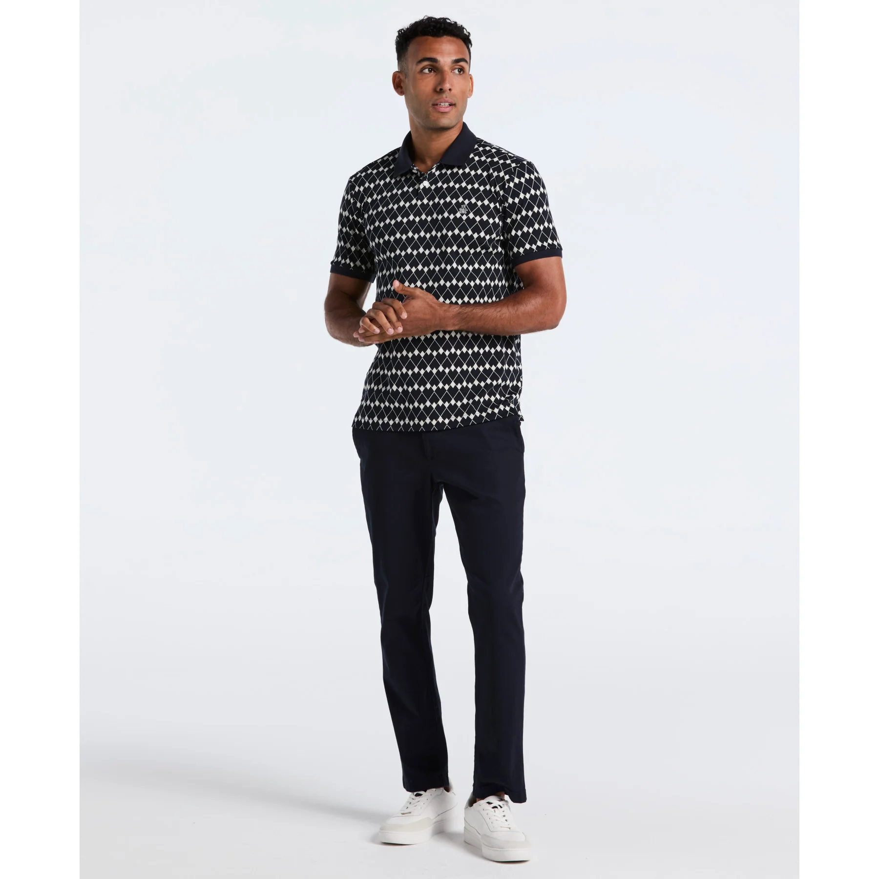 Flags Print Polo Shirt In Dark Sapphire - Image 4