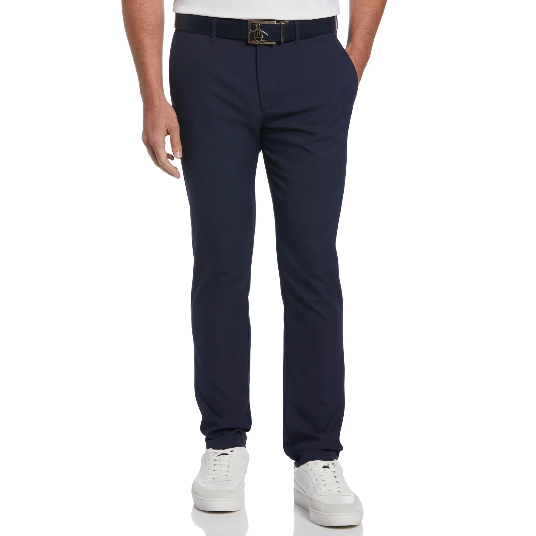 Flat Front Golf Trousers In Black Iris