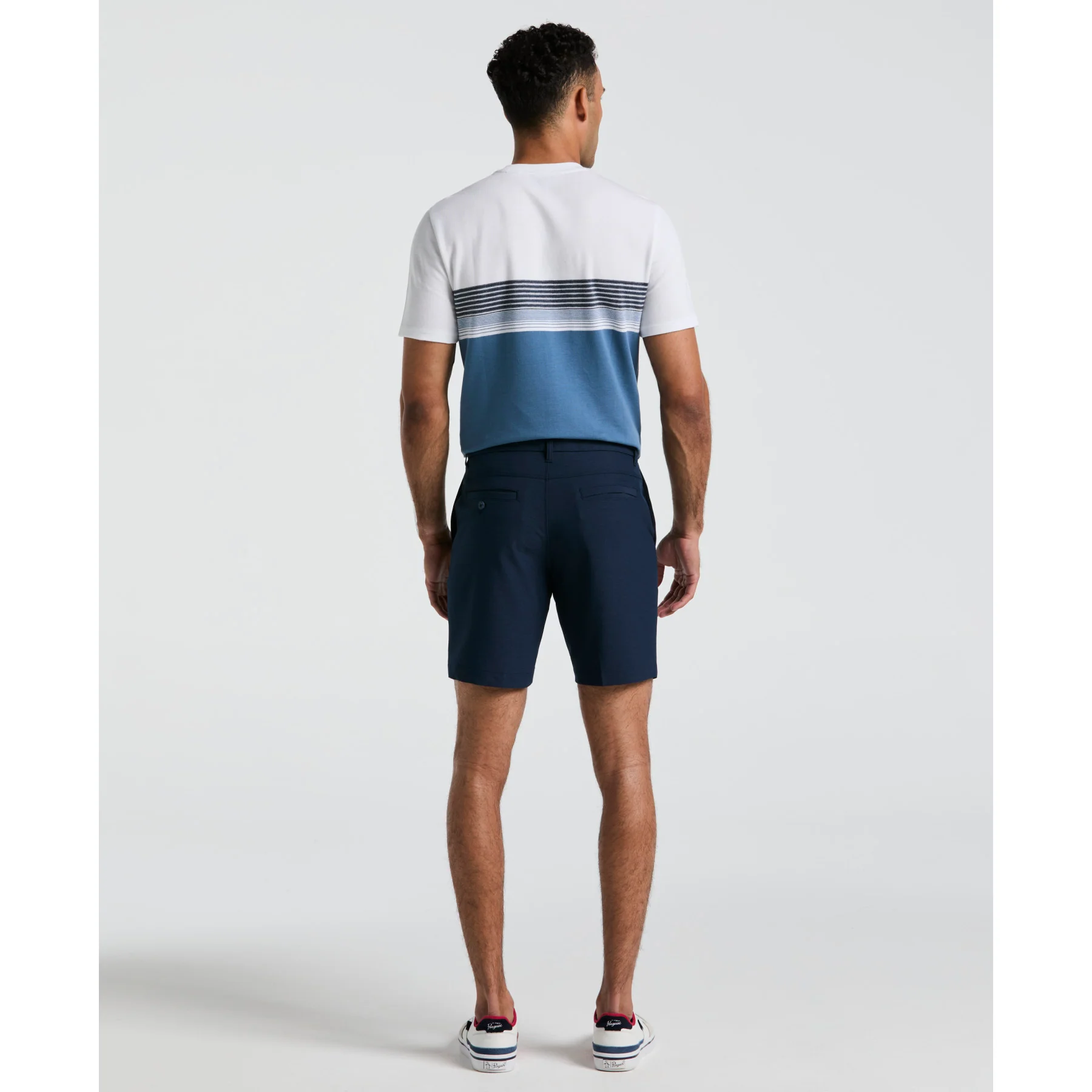 Technical Flat Front 8" Golf Shorts In Black Iris - Image 2