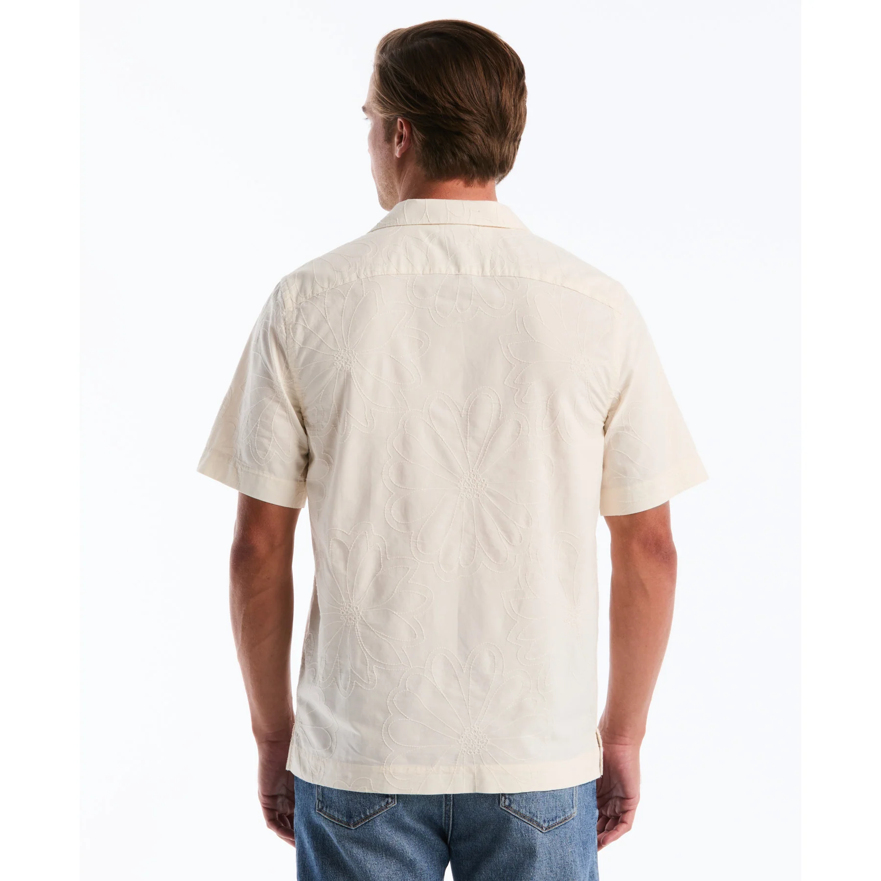 Floral Embroidered Short Sleeve Shirt In Birch - Image 2