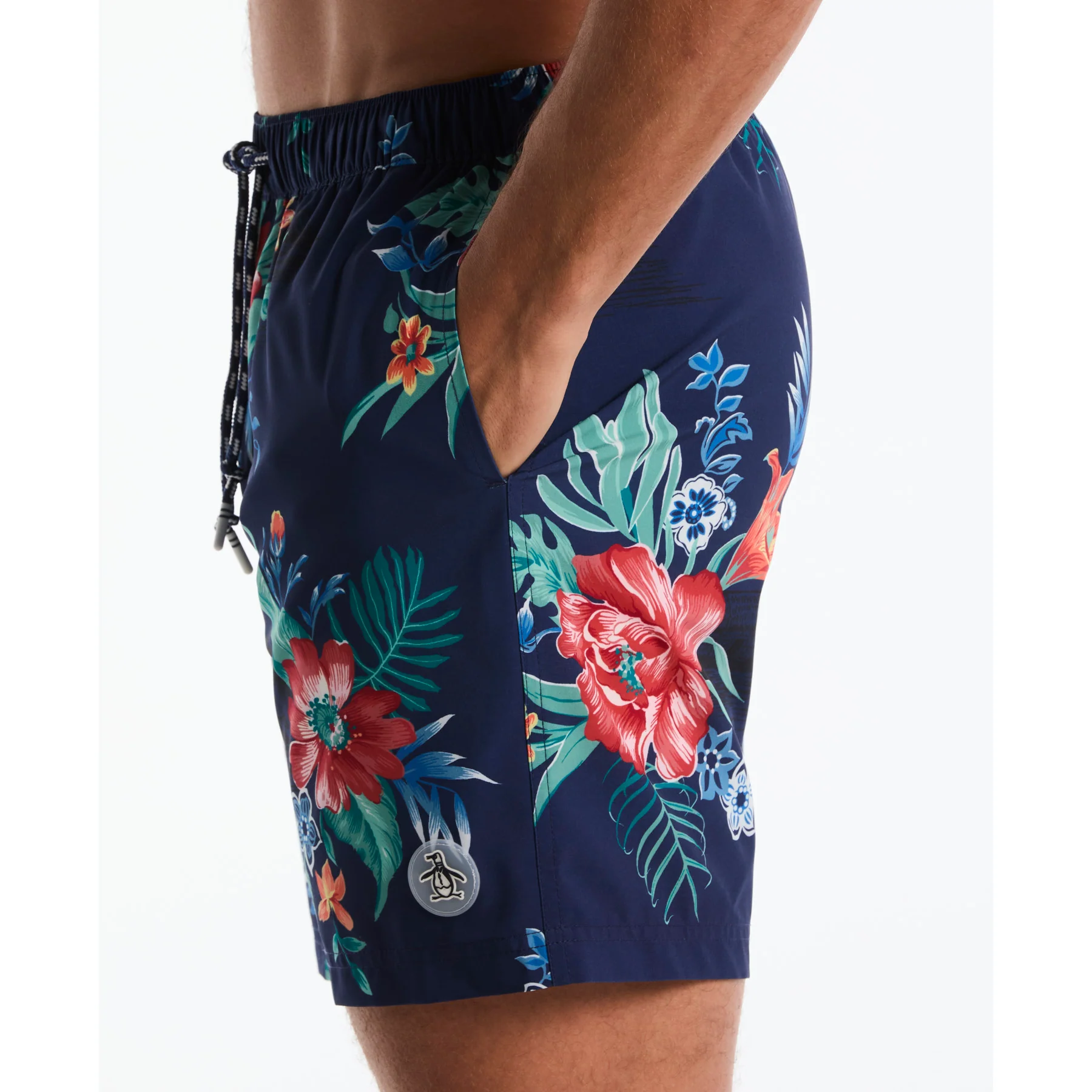Floral Hawaiian Print Swim Shorts In Blue Depths - Image 4