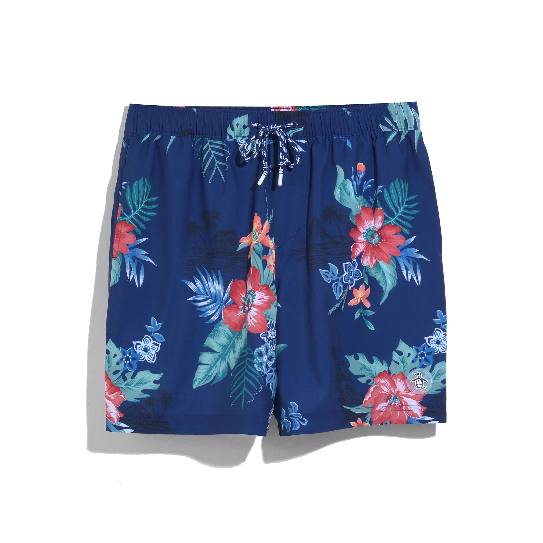 Floral Hawaiian Print Swim Shorts In Blue Depths - Image 6