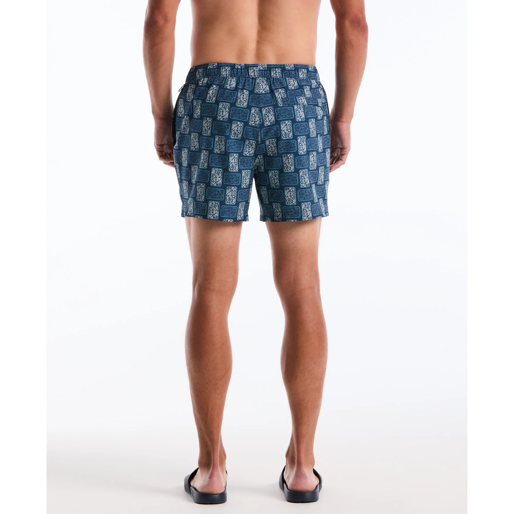 Flower Block Print Swim Shorts In Sargasso Sea - Image 3