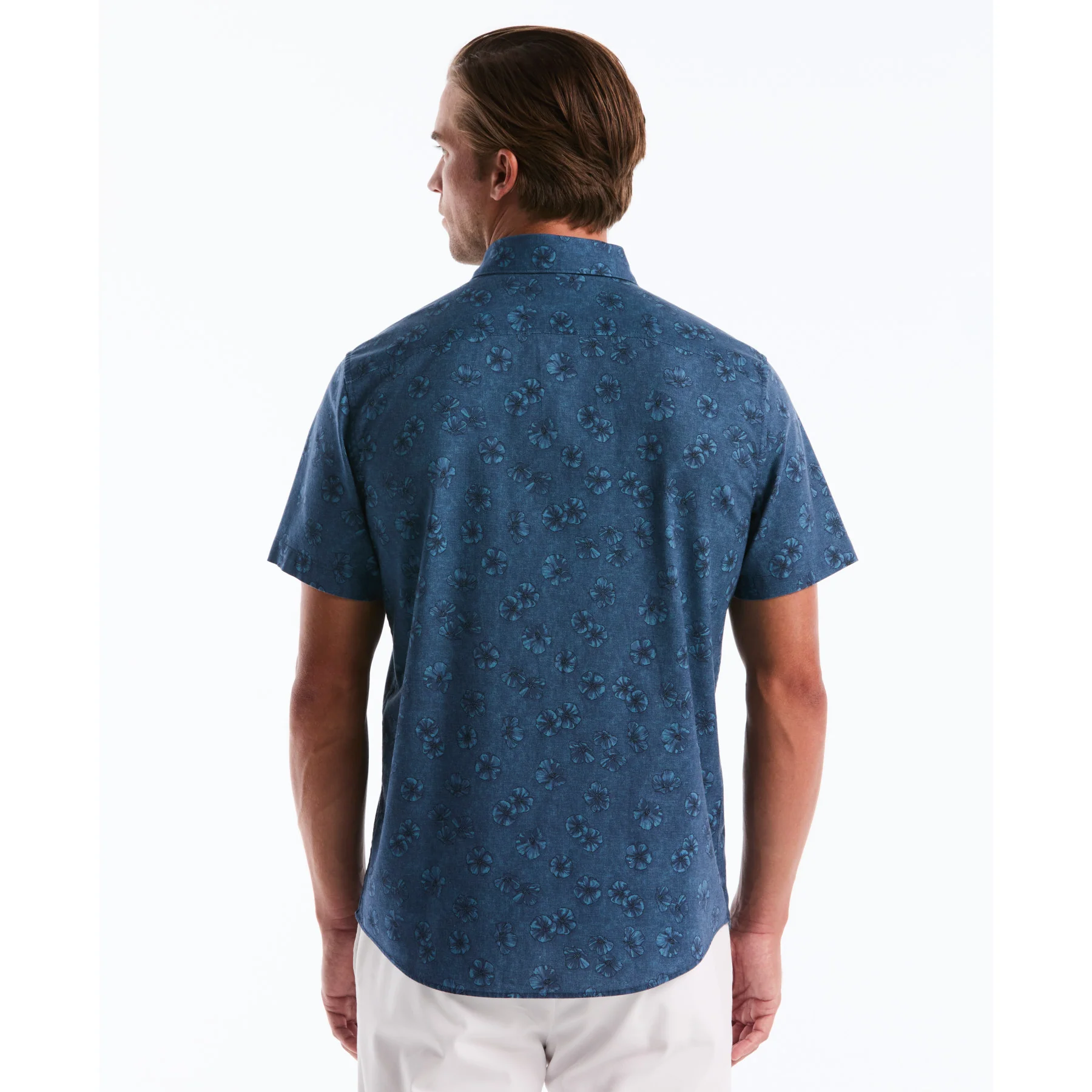 Flower Print Short Sleeve Shirt In Sargasso Sea - Image 2