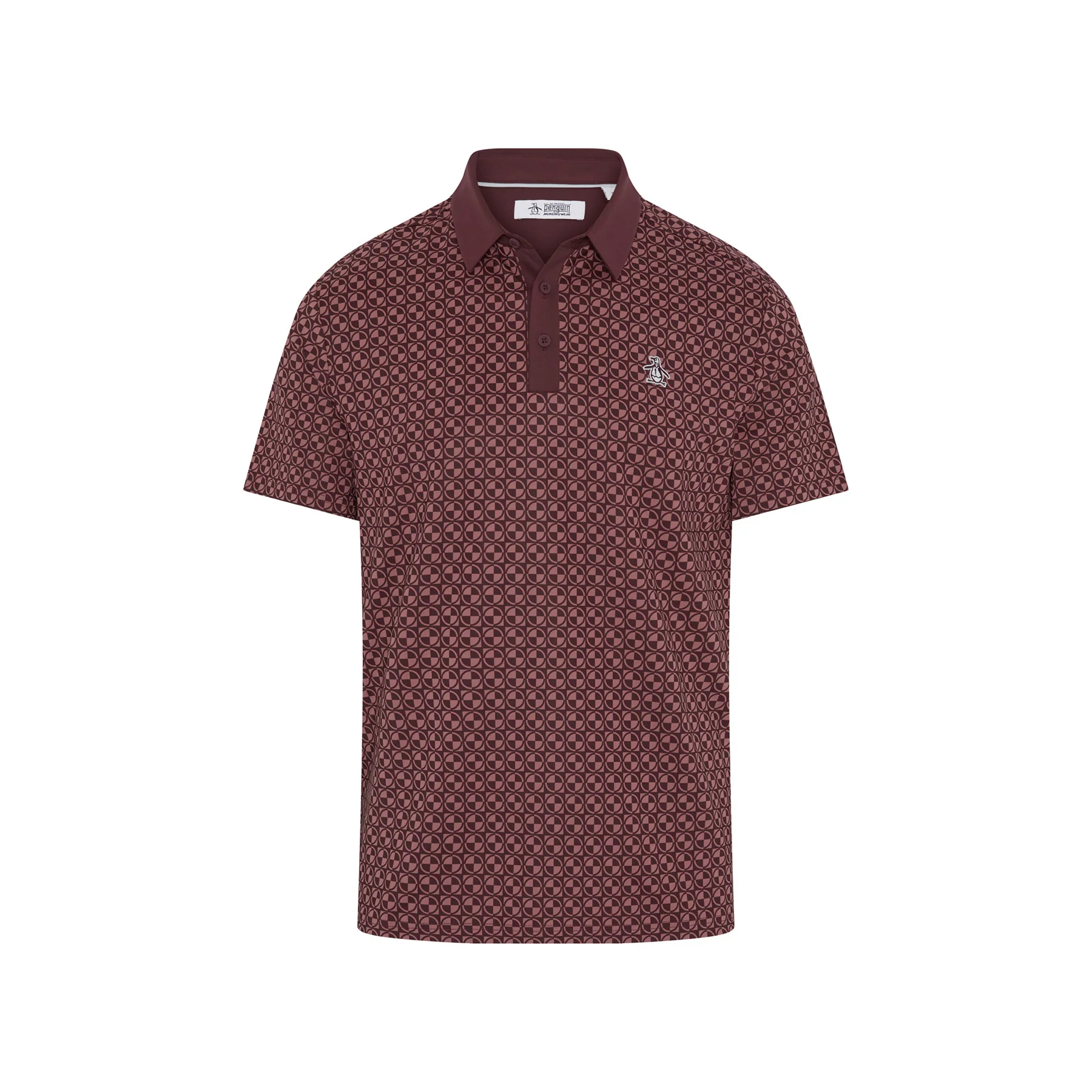 Geo Colour Block Golf Polo In Mauve Wine - Image 5