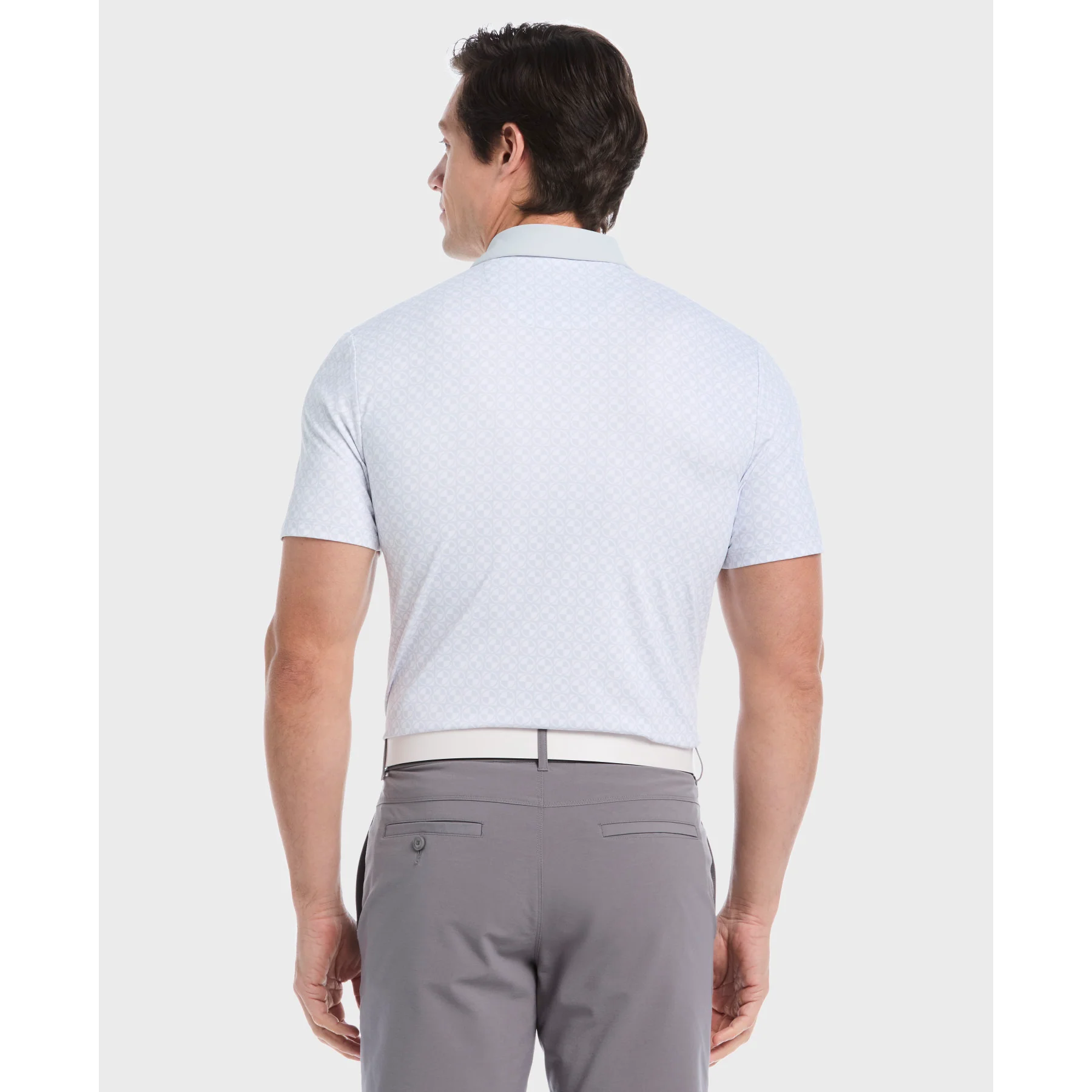 Geo Colour Block Golf Polo In Bright White - Image 2