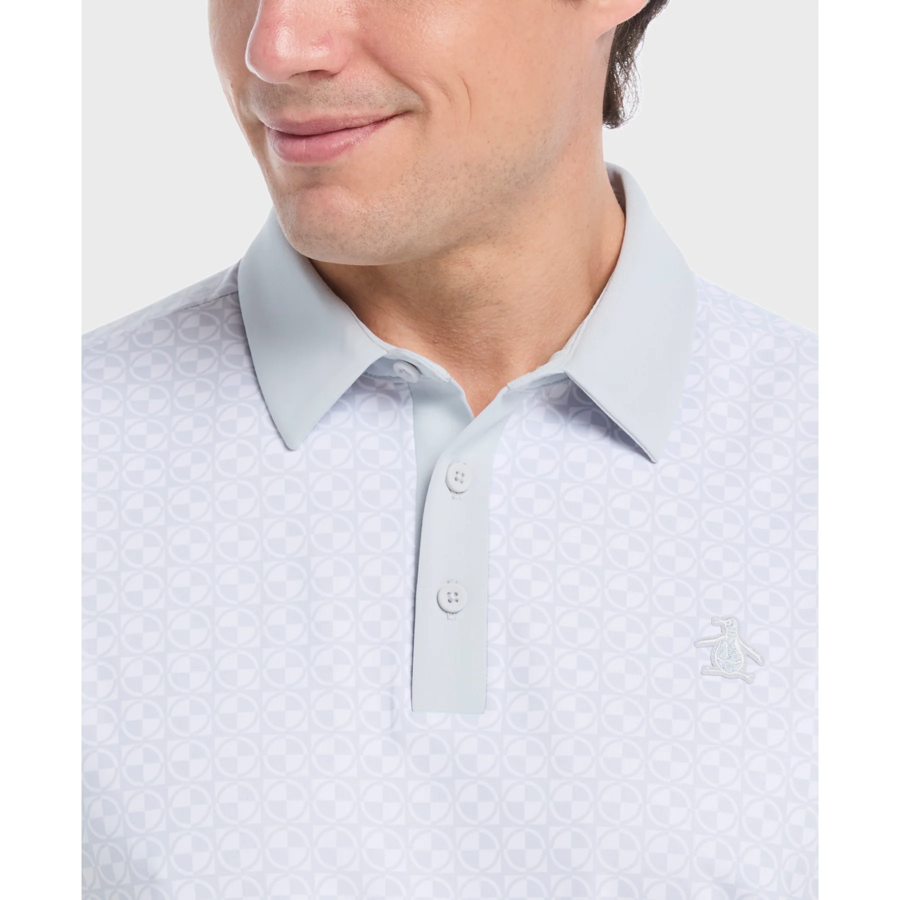Geo Colour Block Golf Polo In Bright White - Image 3