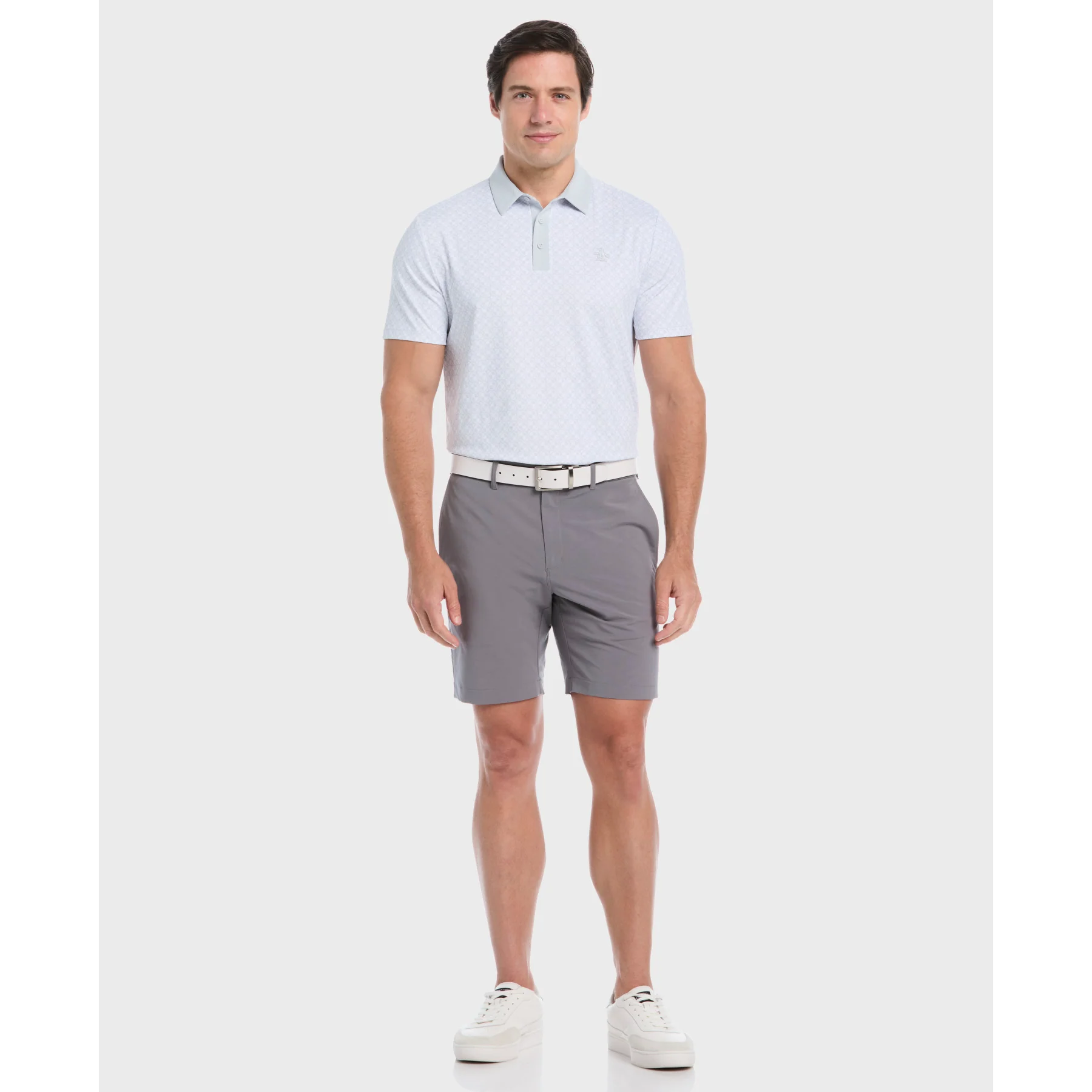 Geo Colour Block Golf Polo In Bright White - Image 4