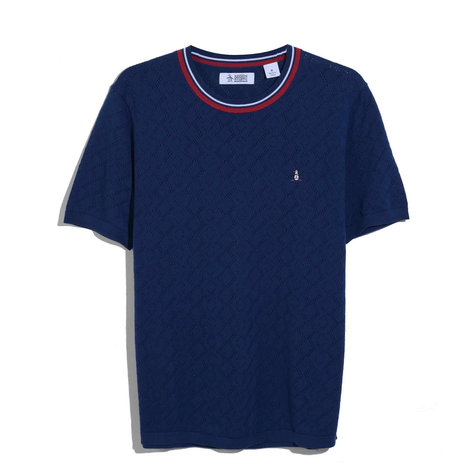 Geometric Eyelet Sweater T-Shirt In Blue Depths - Image 6