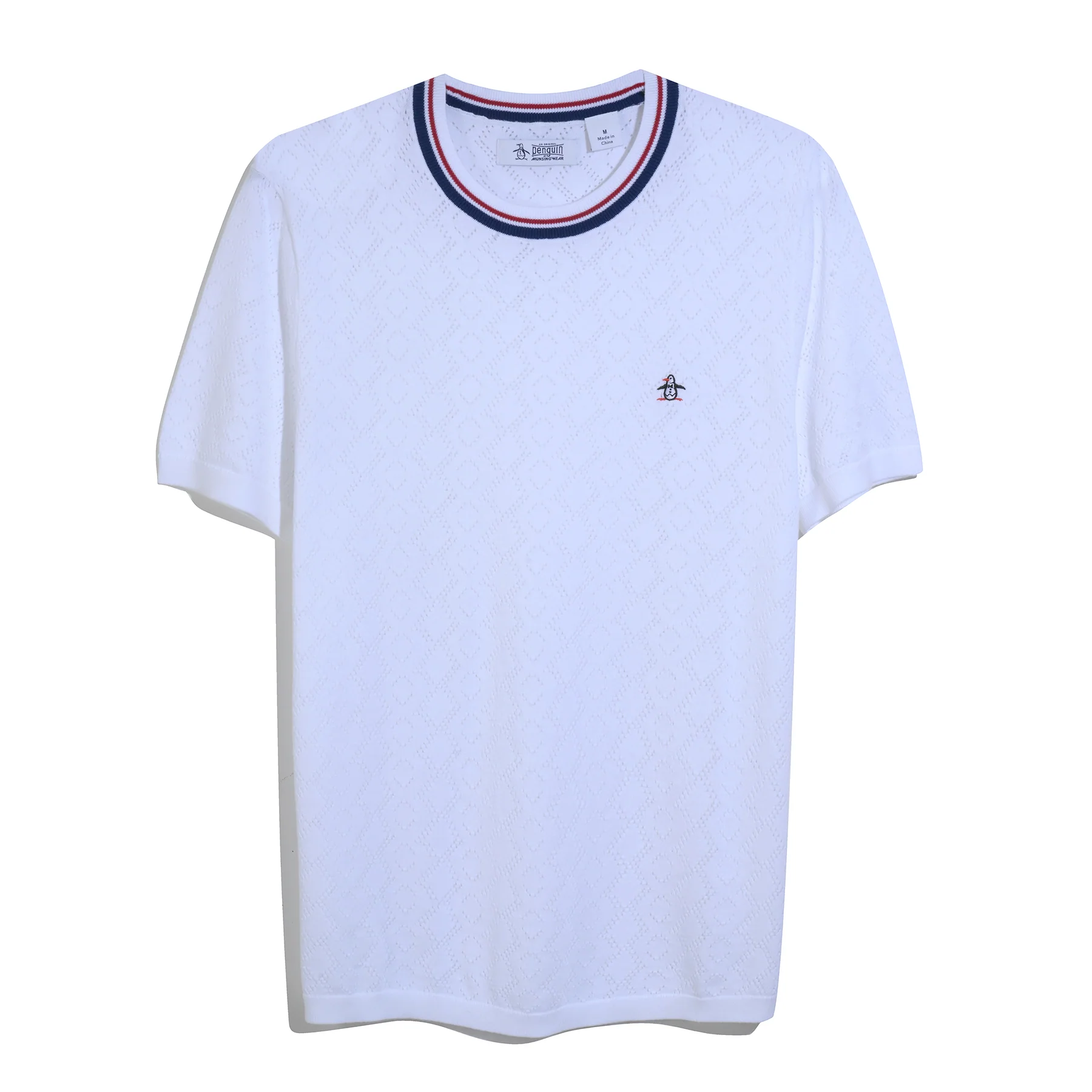 Geometric Eyelet Sweater T-Shirt In Bright White - Image 6