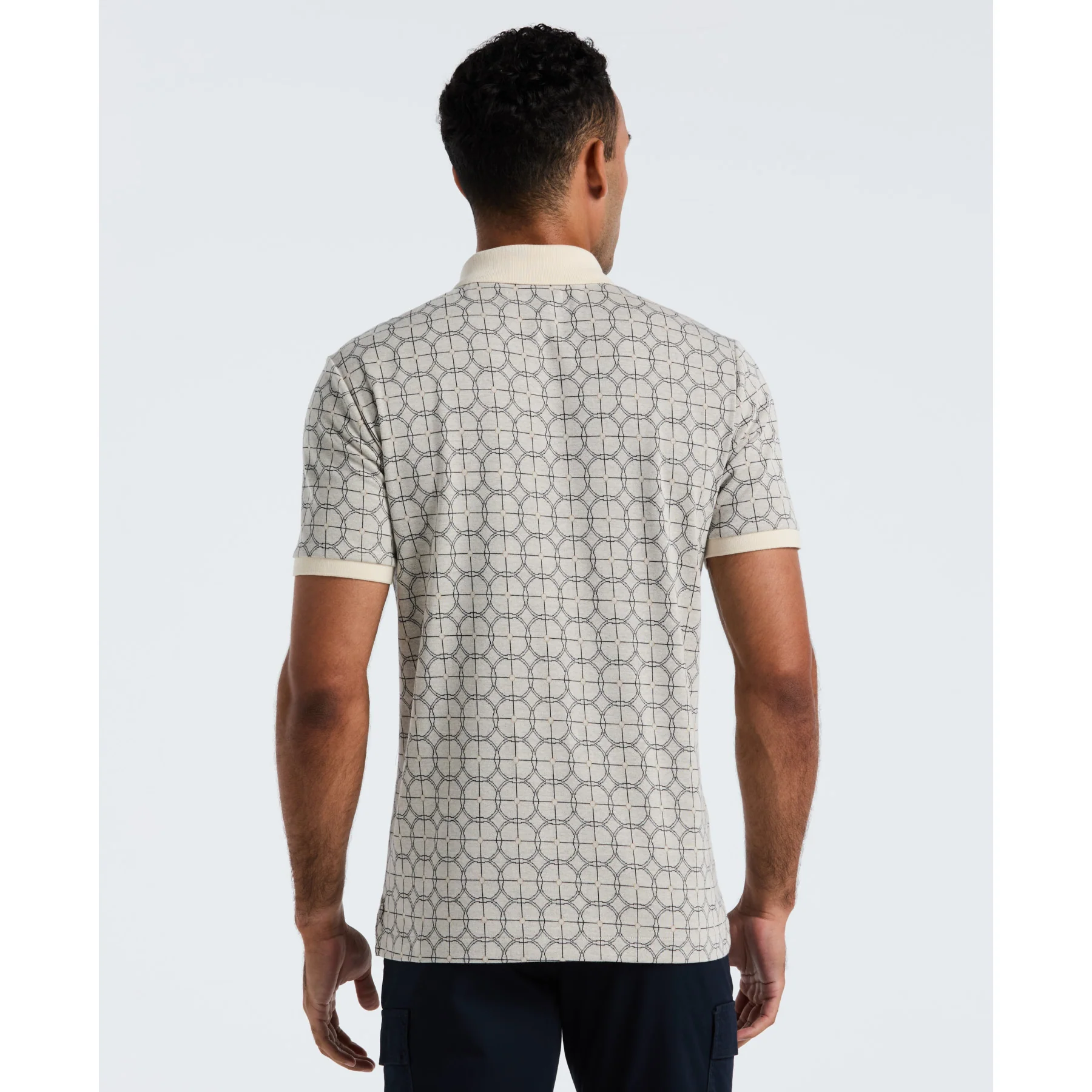 Geometric Jacquard Polo Shirt In Birch - Image 2
