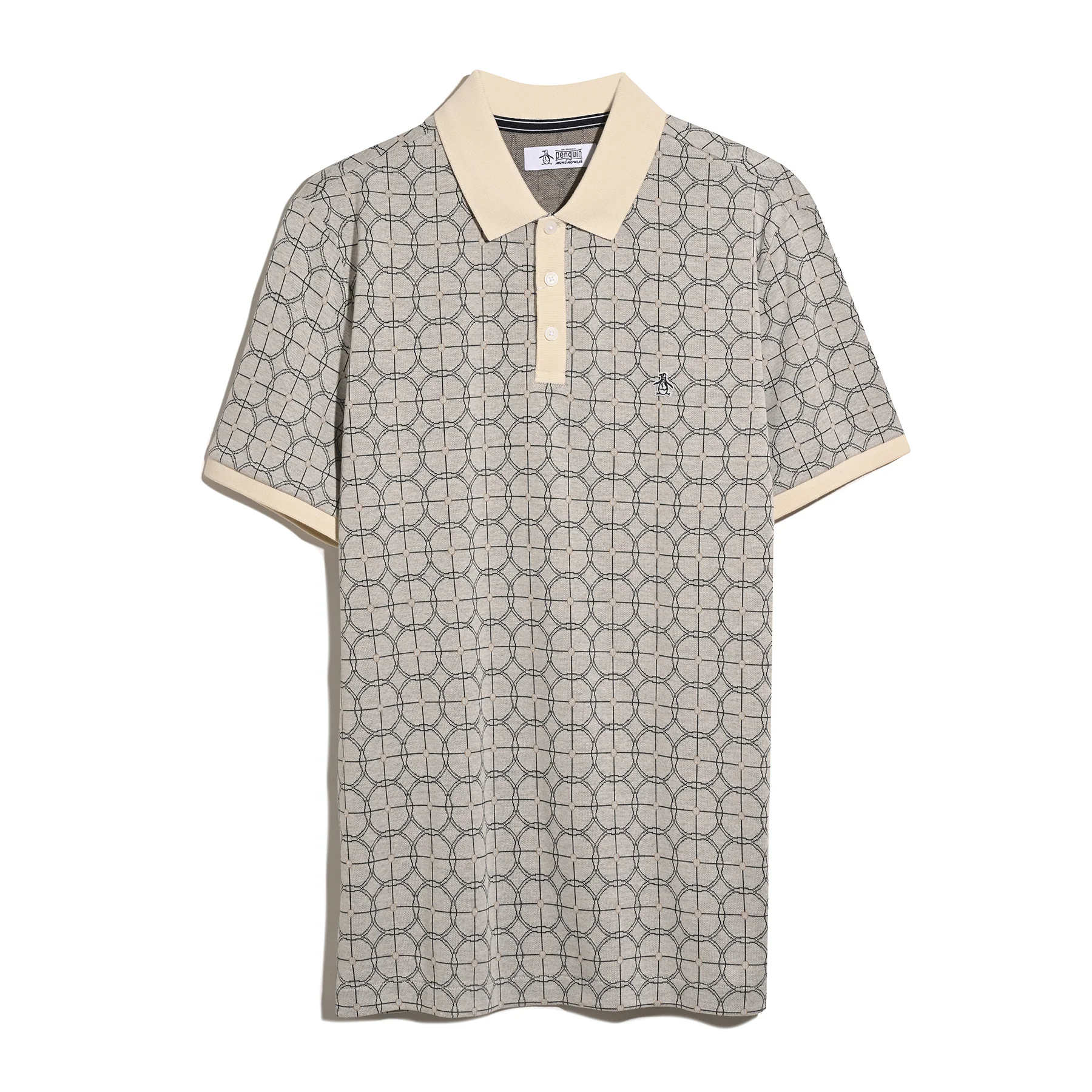 Geometric Jacquard Polo Shirt In Birch - Image 5