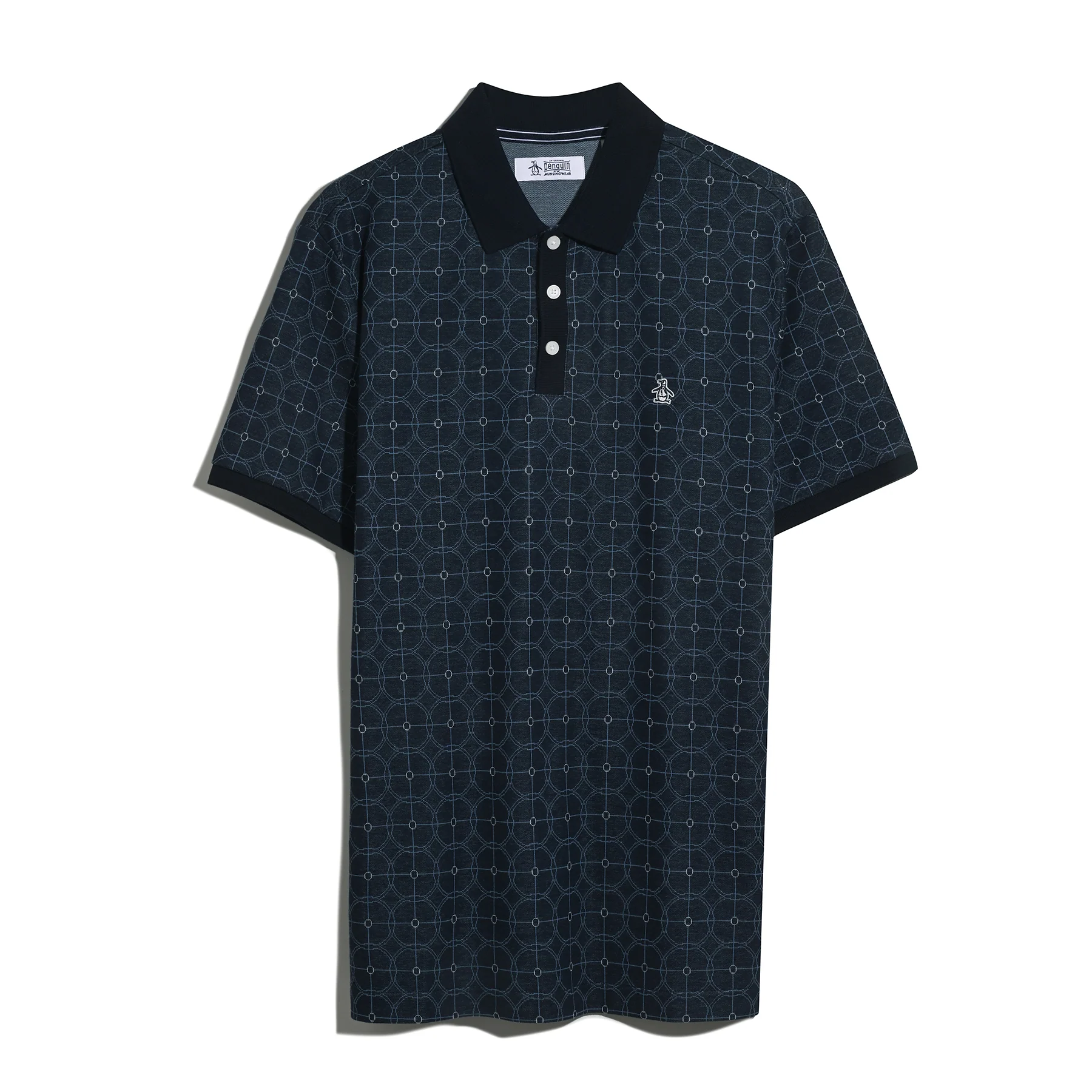 Geometric Jacquard Polo Shirt In Dark Sapphire - Image 5