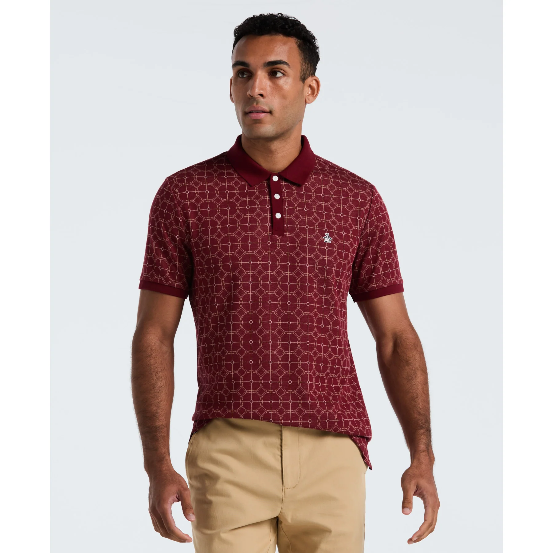 Geometric Jacquard Polo Shirt In Cabernet