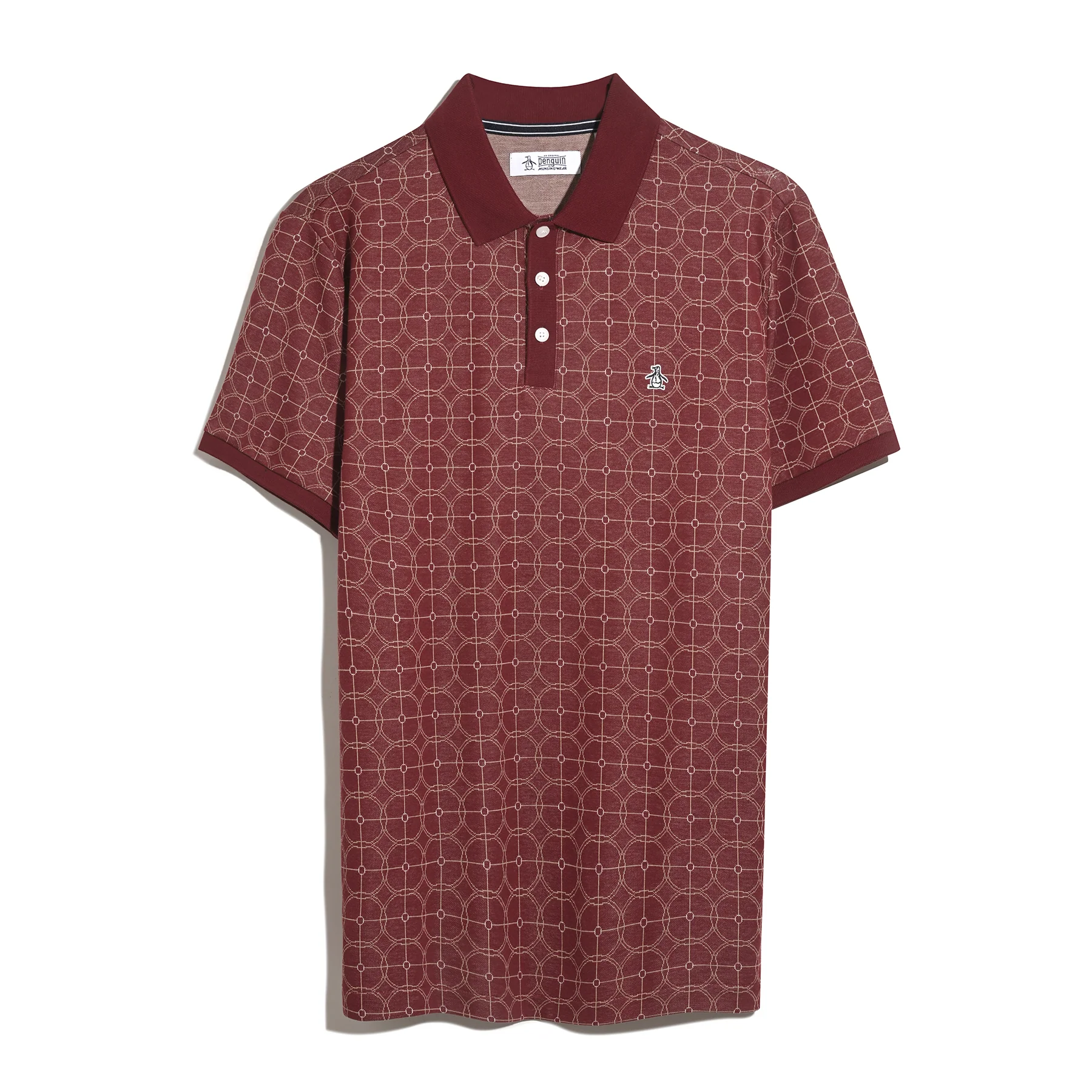 Geometric Jacquard Polo Shirt In Cabernet - Image 5