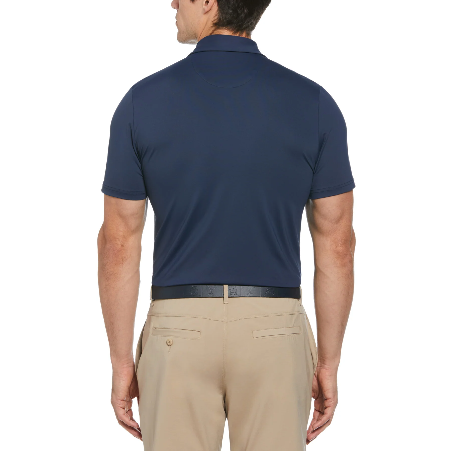 Got Game Engineered Striped Printed Golf Polo Shirt In Black Iris - Image 2