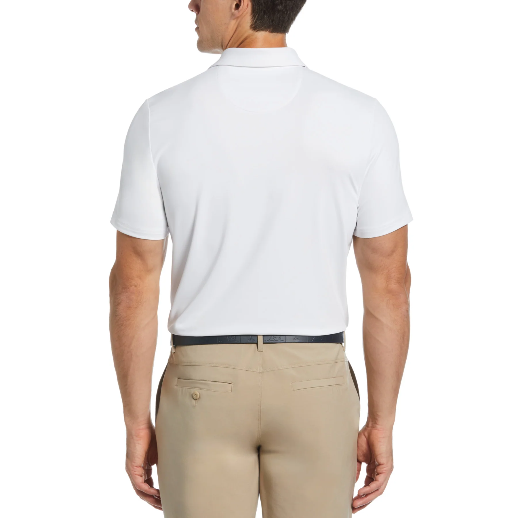 Got Game Engineered Stripe Printed Golf Polo Shirt In Bright White - Image 2