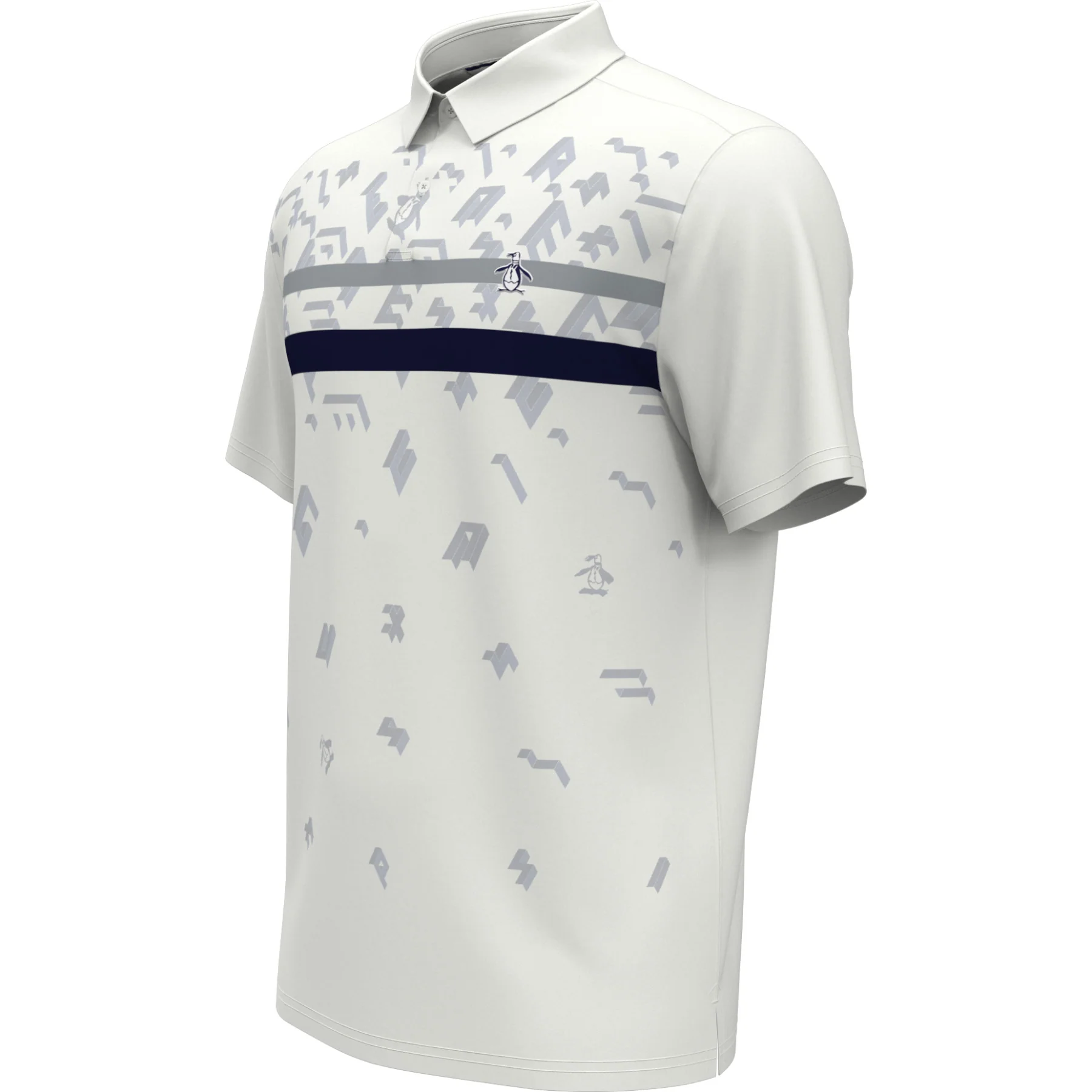 Got Game Engineered Stripe Printed Golf Polo Shirt In Bright White - Image 4
