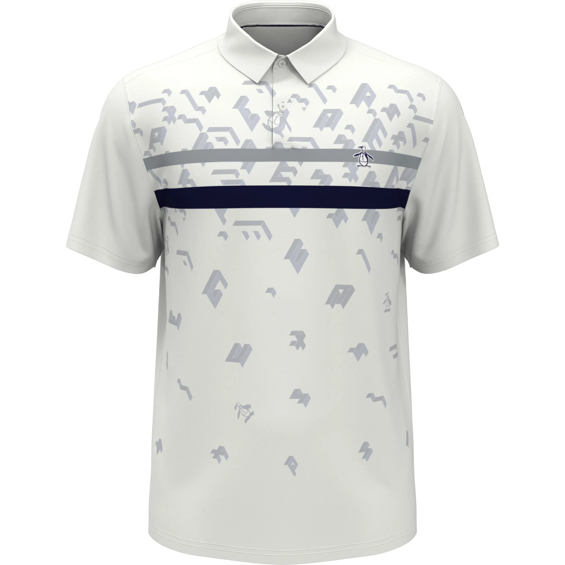 Got Game Engineered Stripe Printed Golf Polo Shirt In Bright White - Image 6