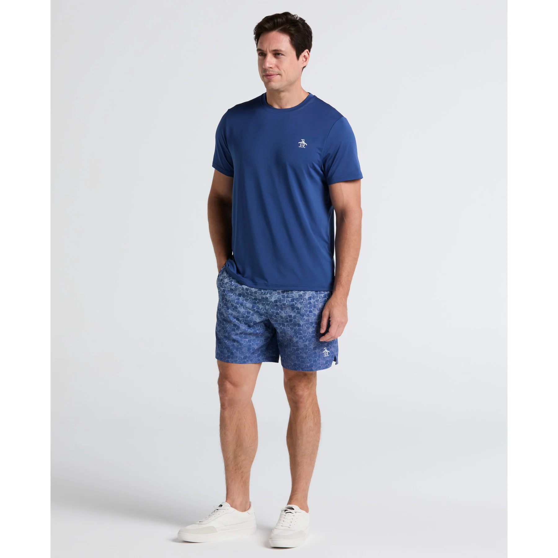 Graphic Print Performance Tennis Shorts In True Navy