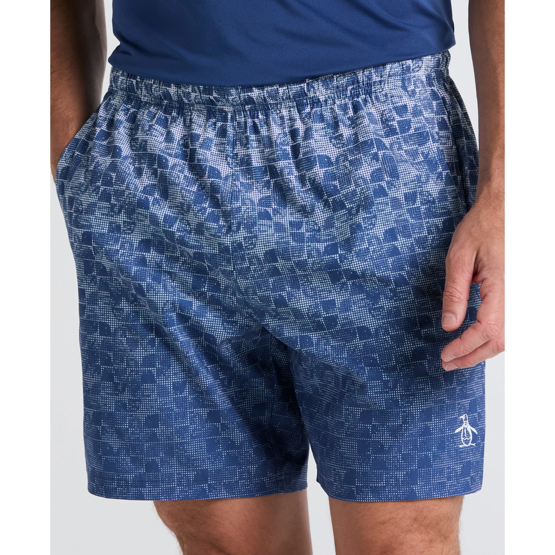 Graphic Print Performance Tennis Shorts In True Navy - Image 3