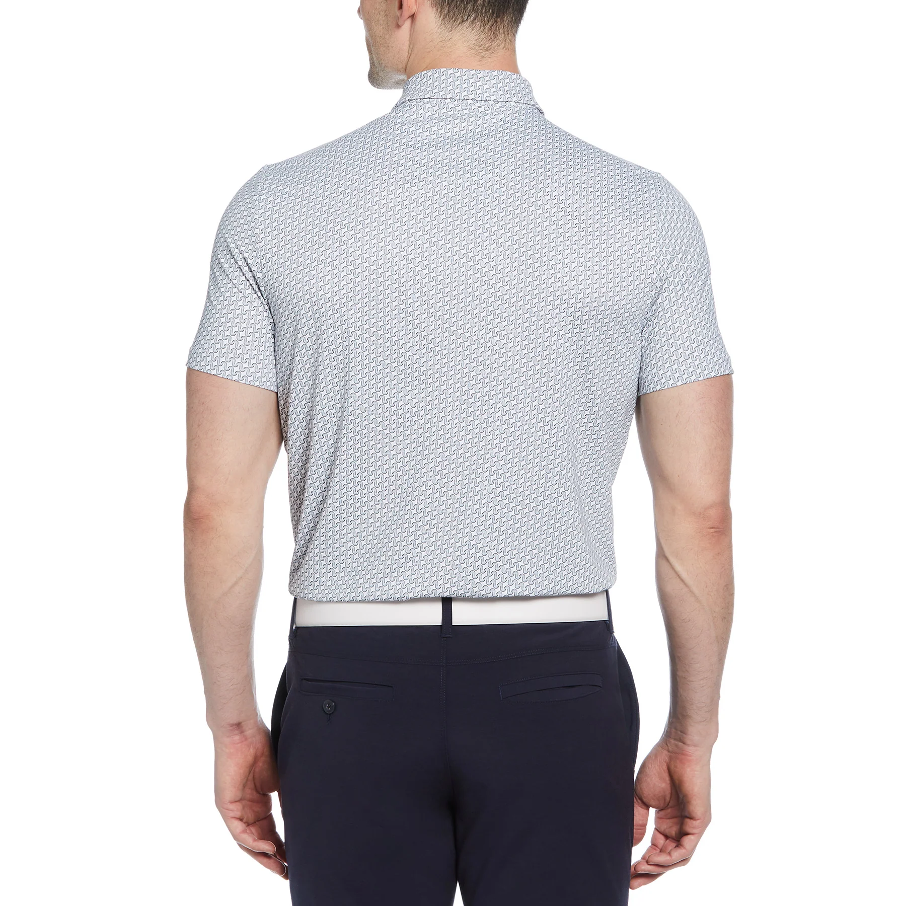 Heritage Geo Print Golf Polo Shirt In Quarry - Image 2
