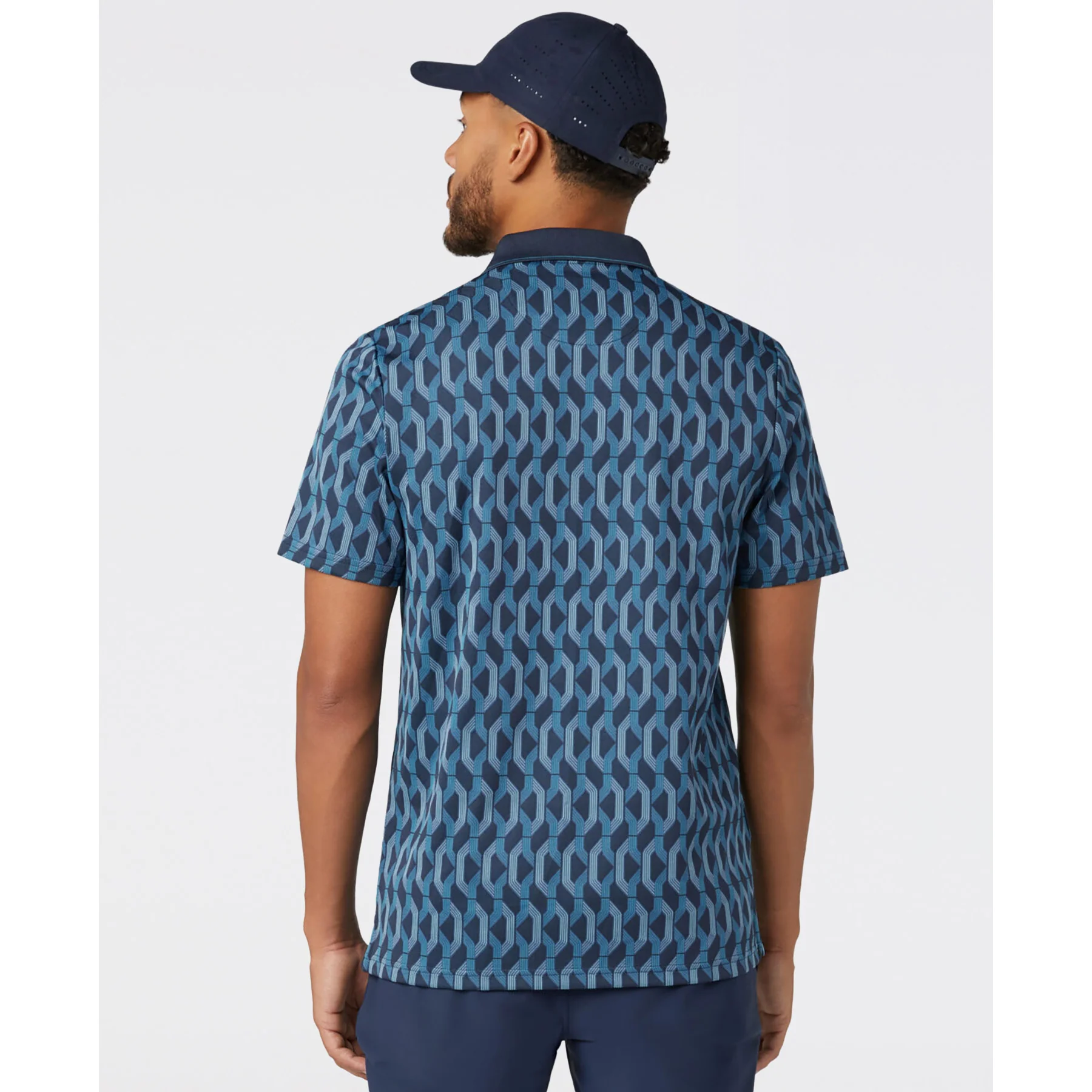 Heritage Jacquard Colour Block Golf Polo In Black Iris - Image 2