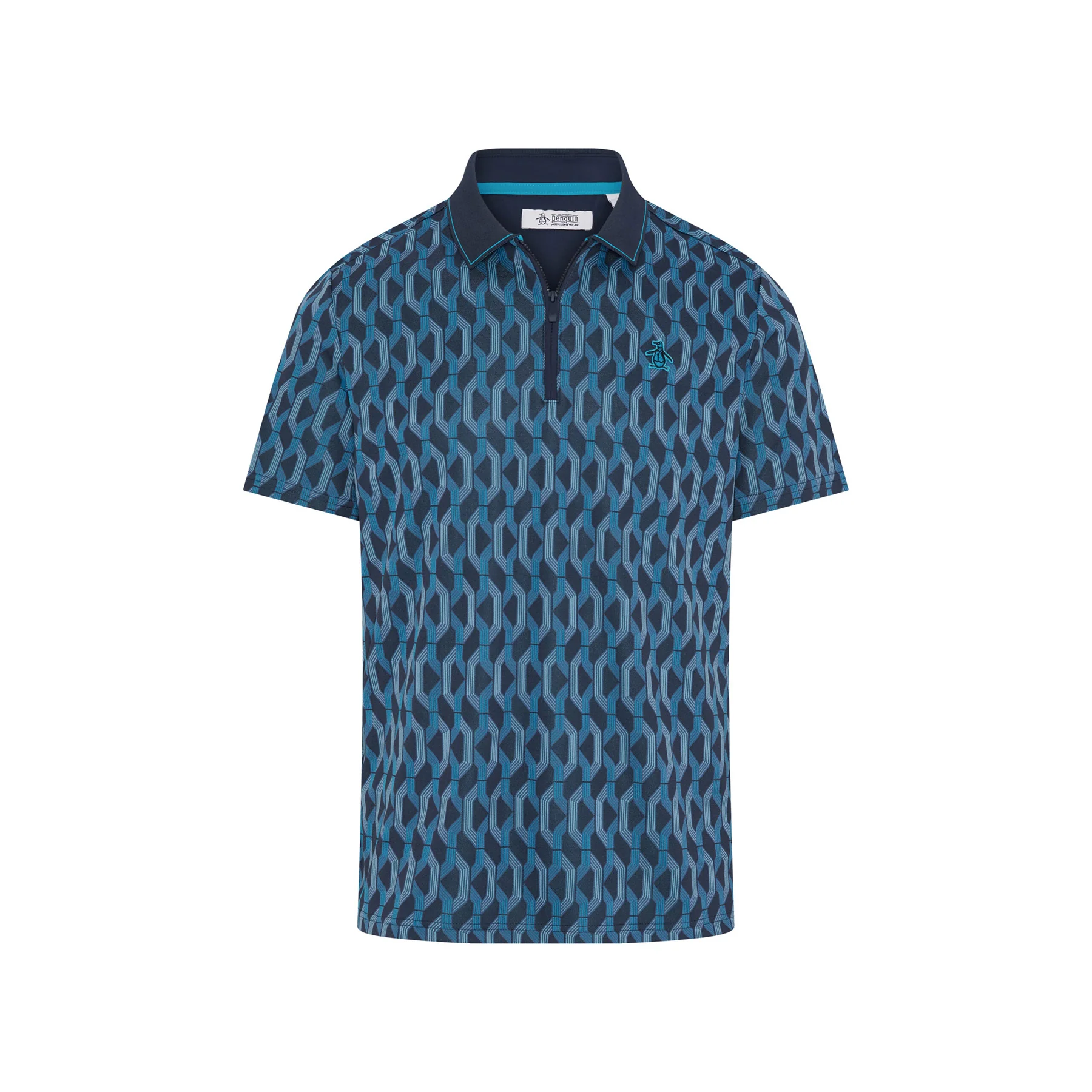 Heritage Jacquard Colour Block Golf Polo In Black Iris - Image 5