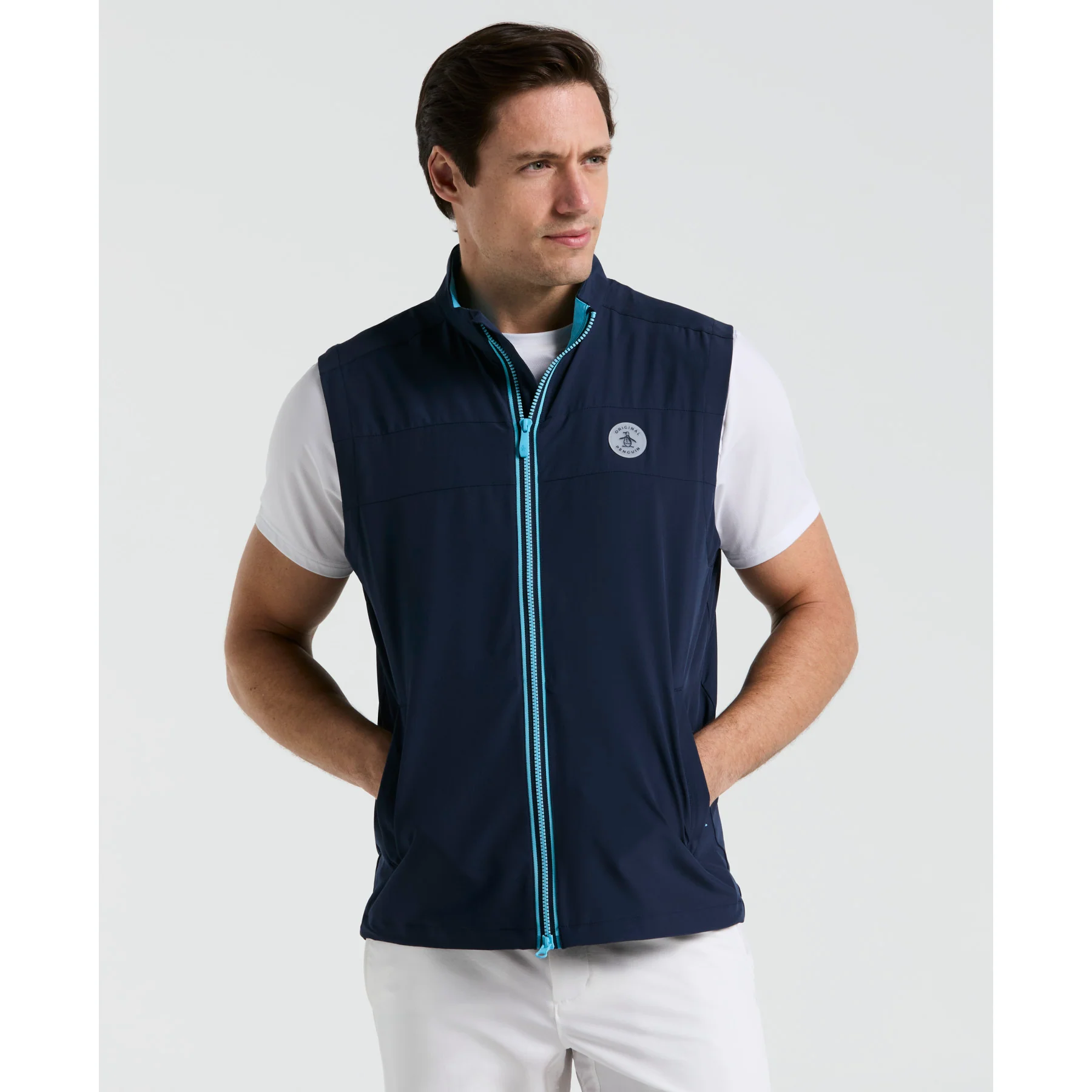 Heritage Lightweight Packable Golf Gilet In Black Iris