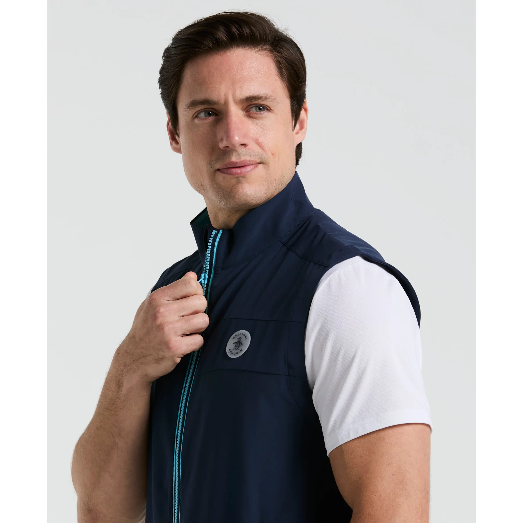 Heritage Lightweight Packable Golf Gilet In Black Iris - Image 3