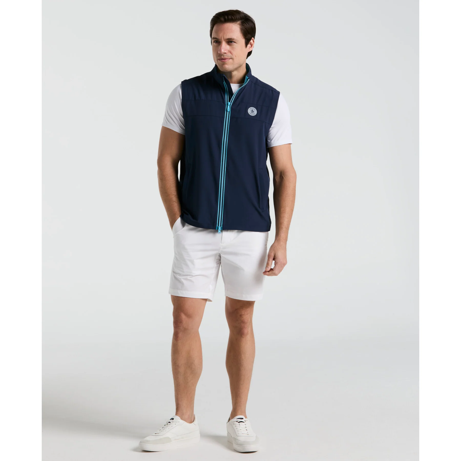 Heritage Lightweight Packable Golf Gilet In Black Iris - Image 4