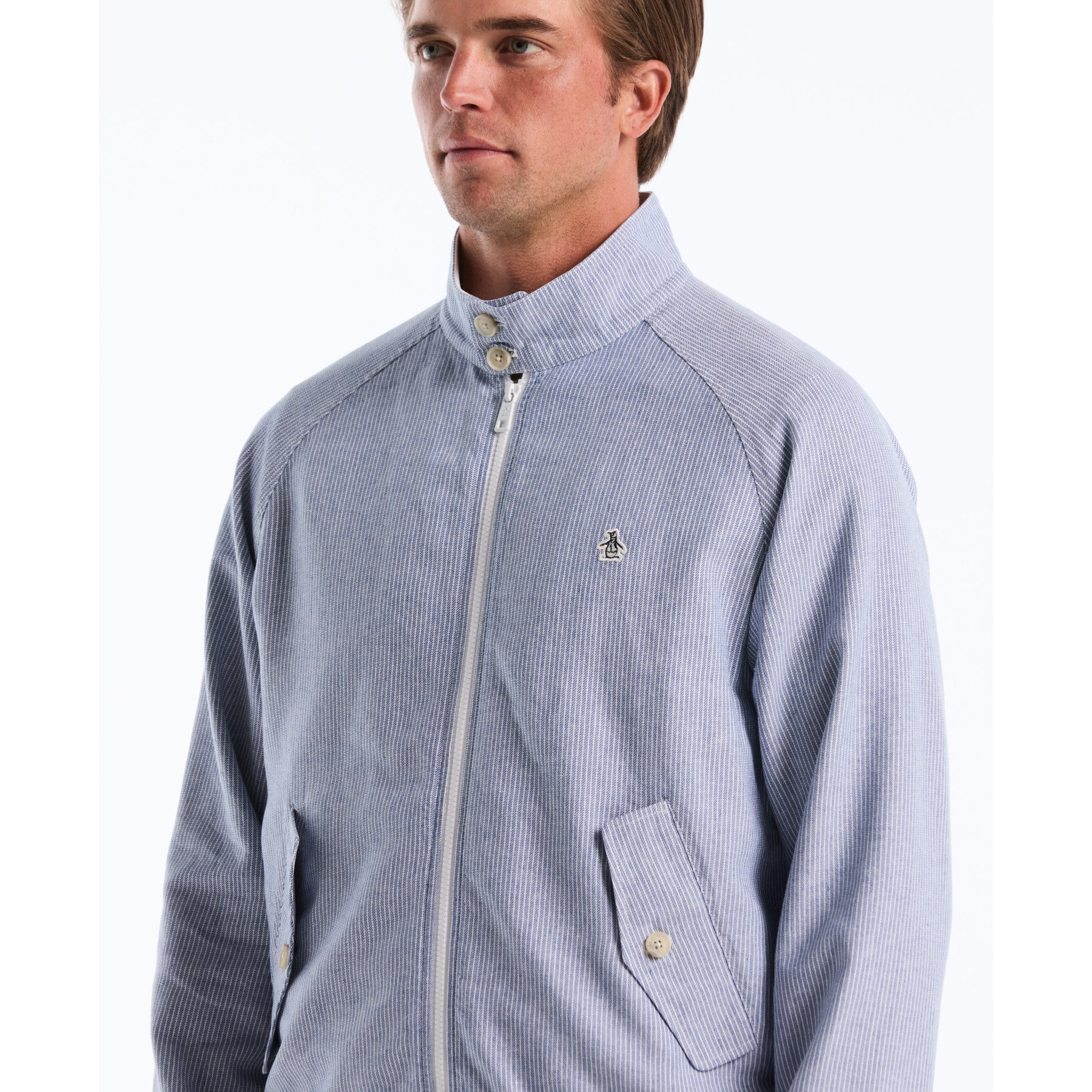 Herringbone Stripe Harrington Jacket In Sargasso Sea - Image 4