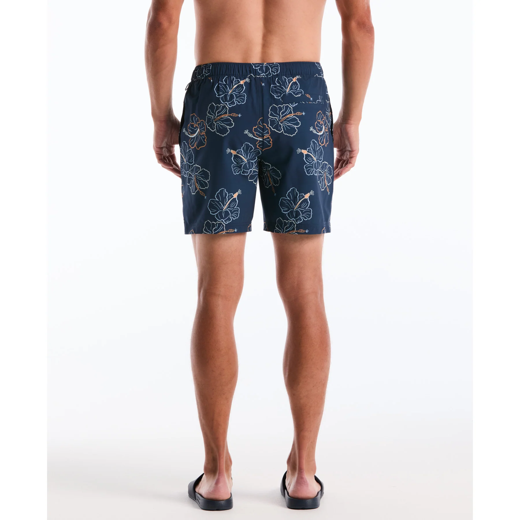 Hibiscus Flower Print Swim Shorts In Sargasso Sea - Image 3