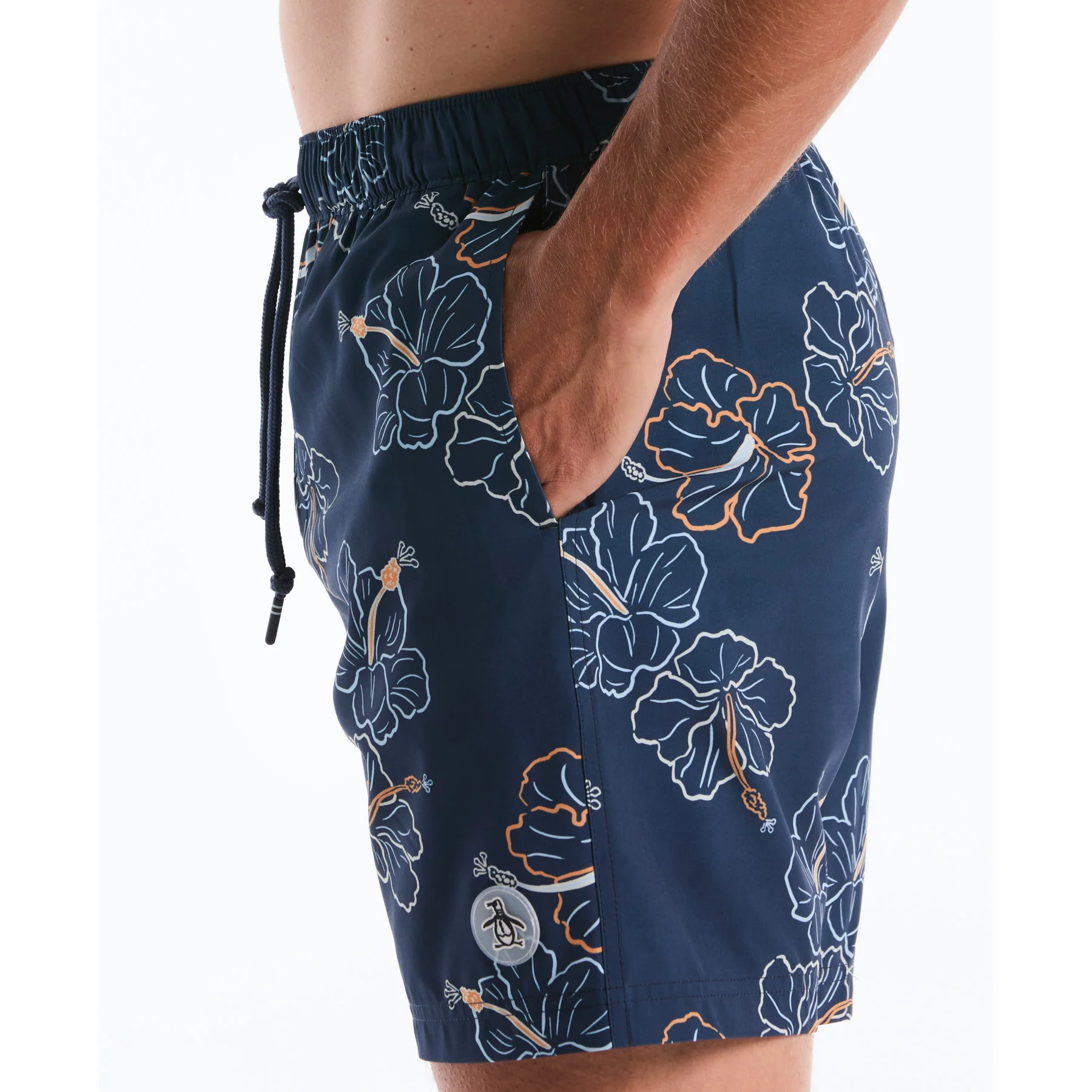 Hibiscus Flower Print Swim Shorts In Sargasso Sea - Image 4
