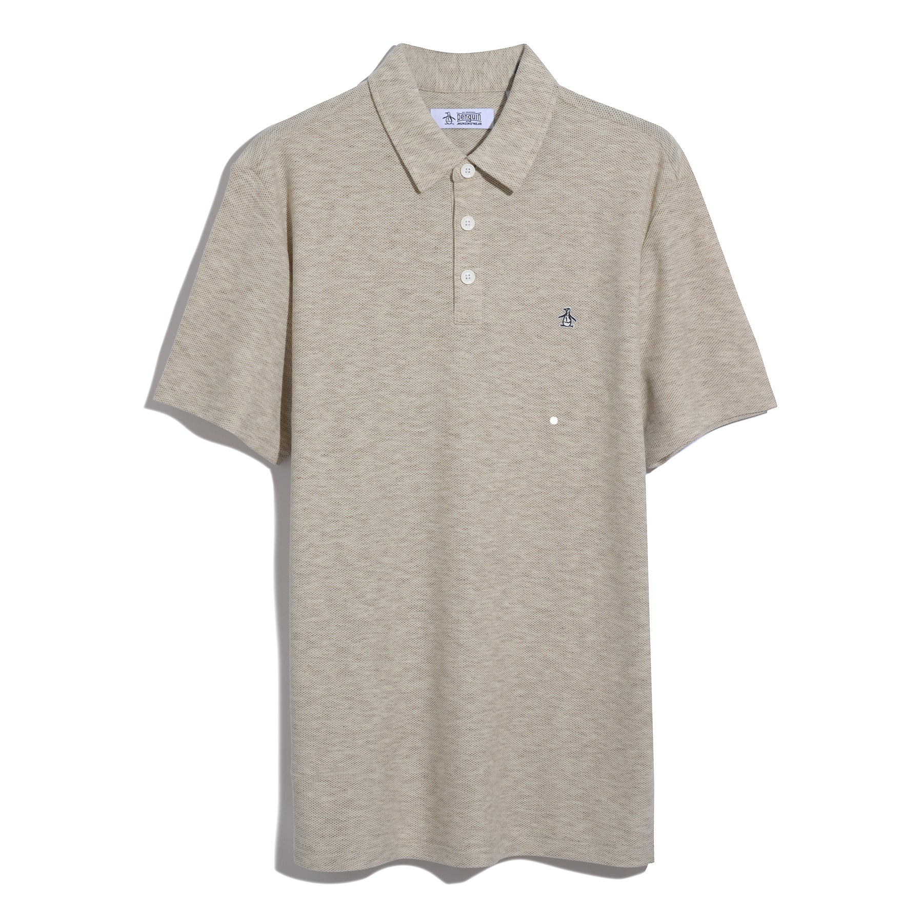 Honeycomb Textured Polo Shirt In Birch - Image 6