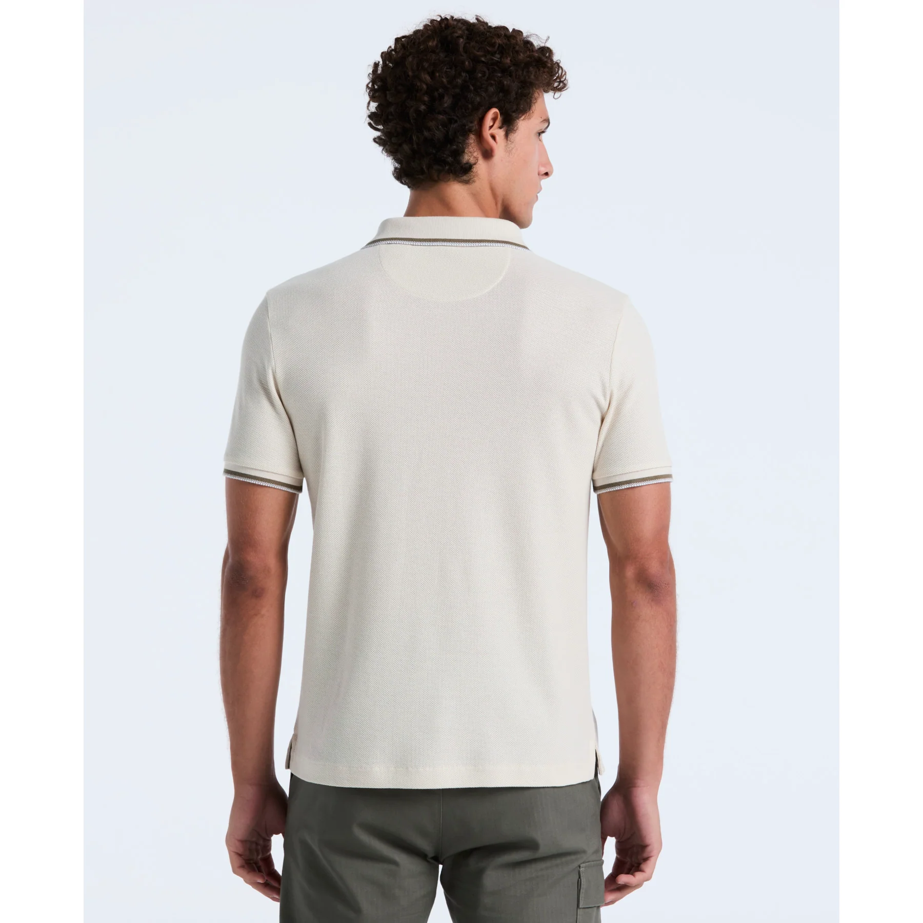 Honeycomb Tipped Polo Shirt In Birch - Image 2