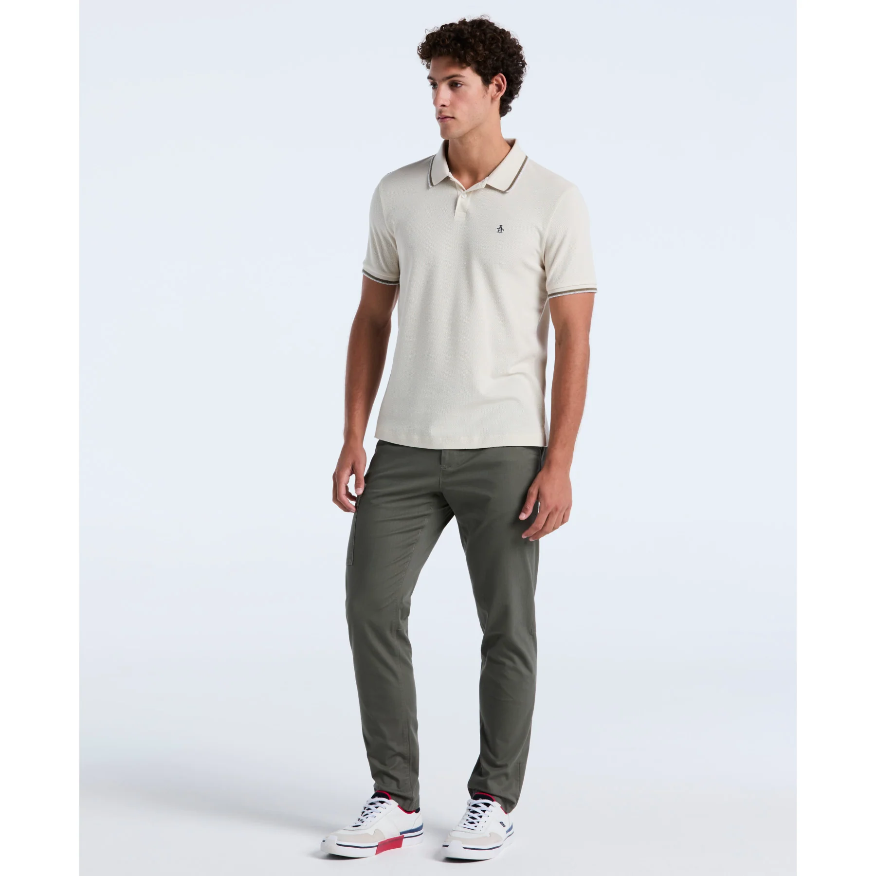 Honeycomb Tipped Polo Shirt In Birch - Image 4