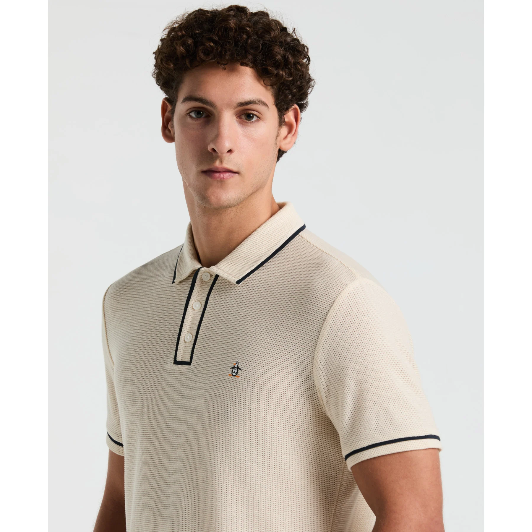 Icons Bentley Mesh Polo Shirt In Birch - Image 4