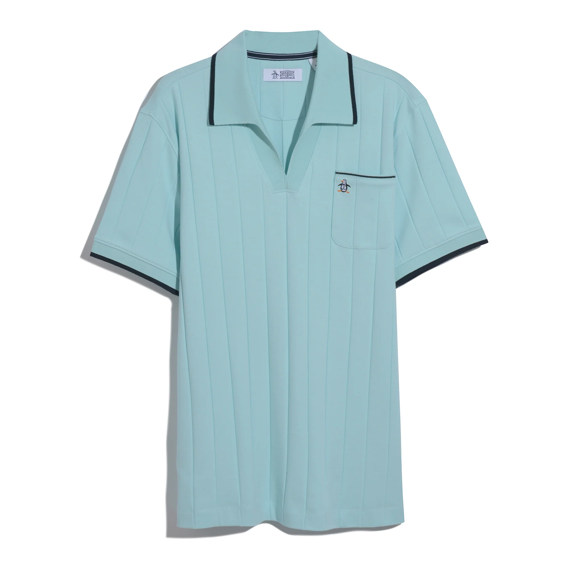 Icons Open Collar Ribbed Polo Shirt In Plume - Image 6