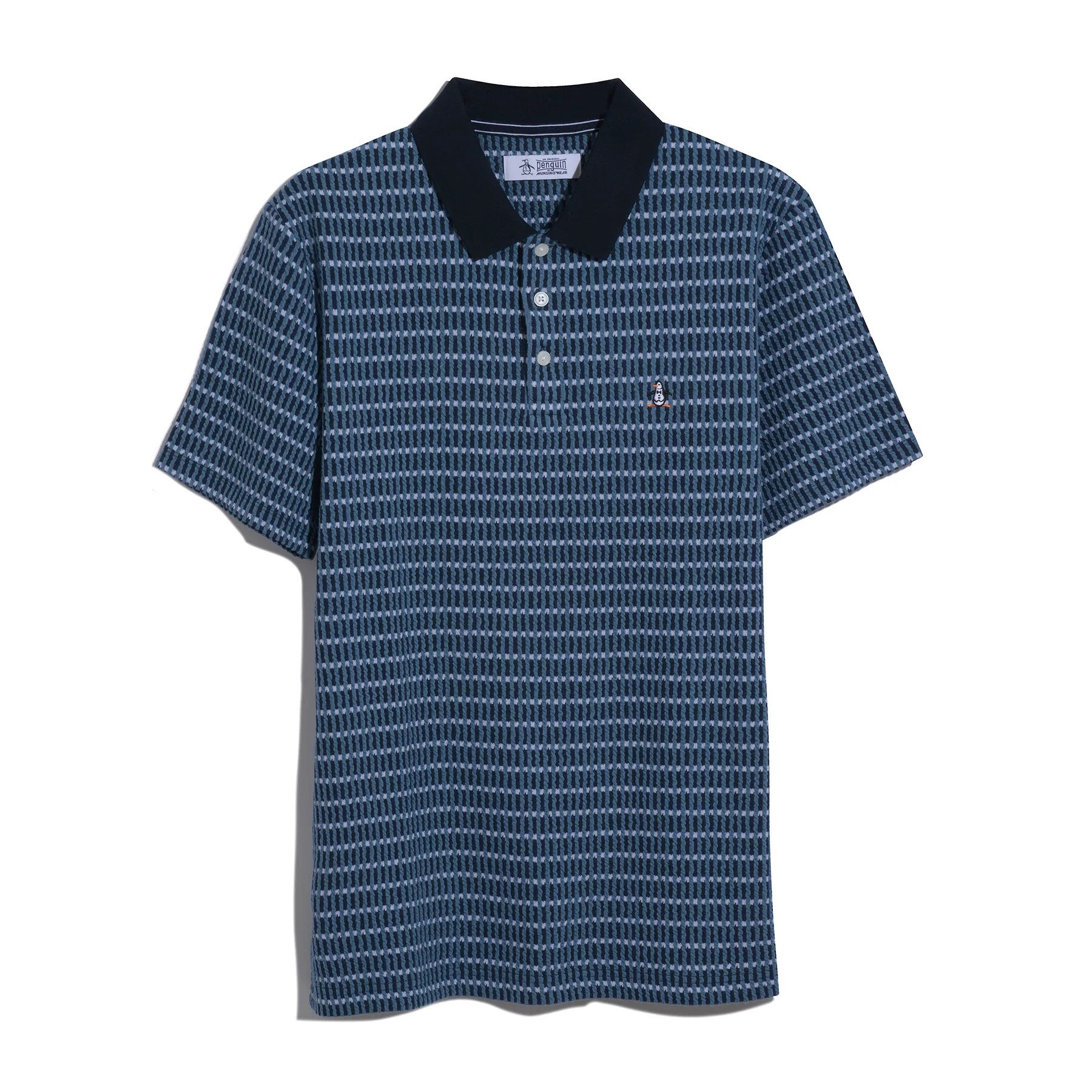 Icons Textured Plaid Polo Shirt In Dark Sapphire - Image 6