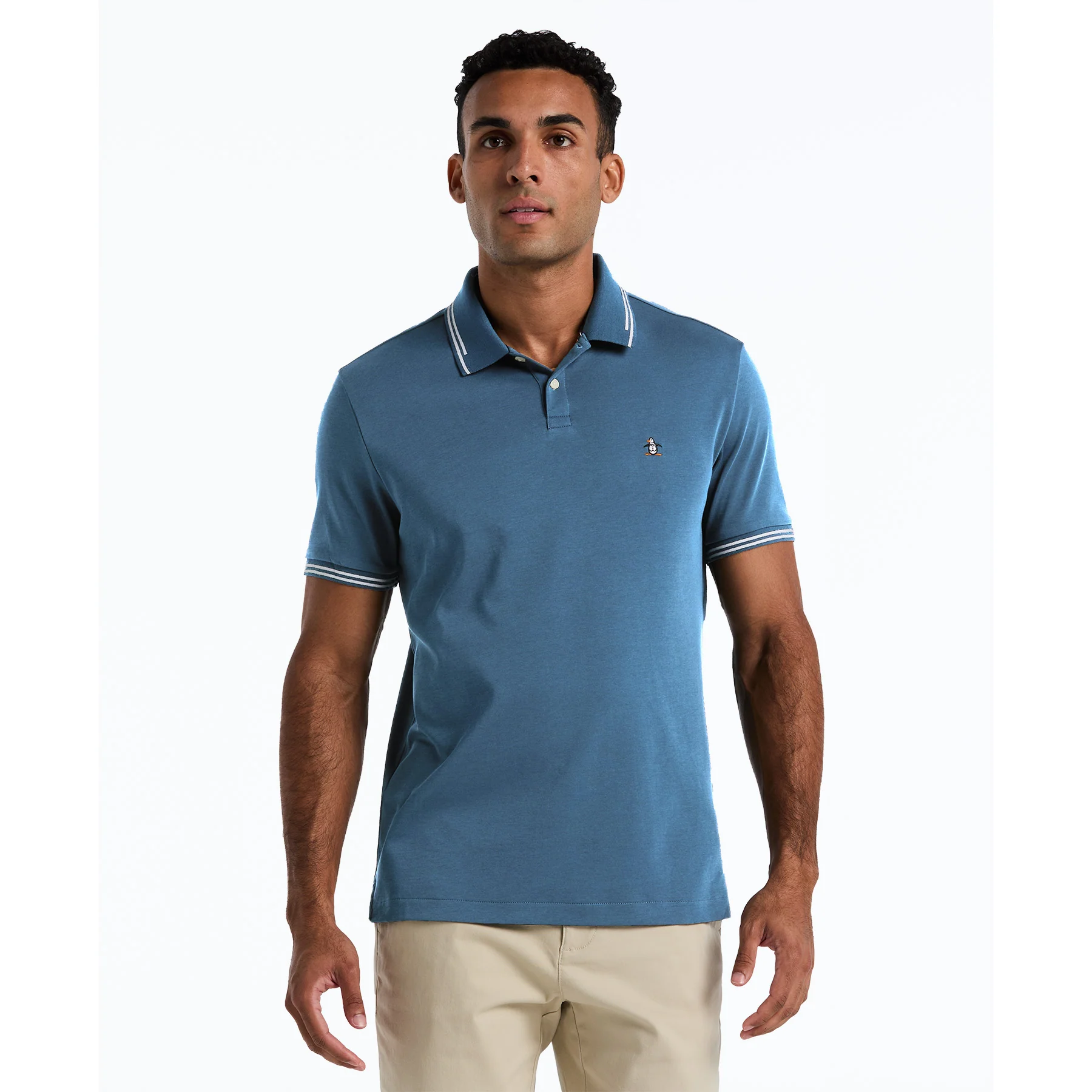 Icons Tipped Polo Shirt In Copen Blue