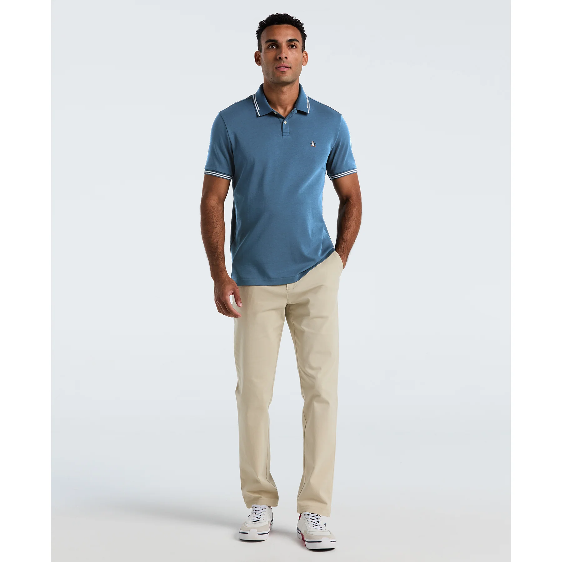 Icons Tipped Polo Shirt In Copen Blue - Image 2