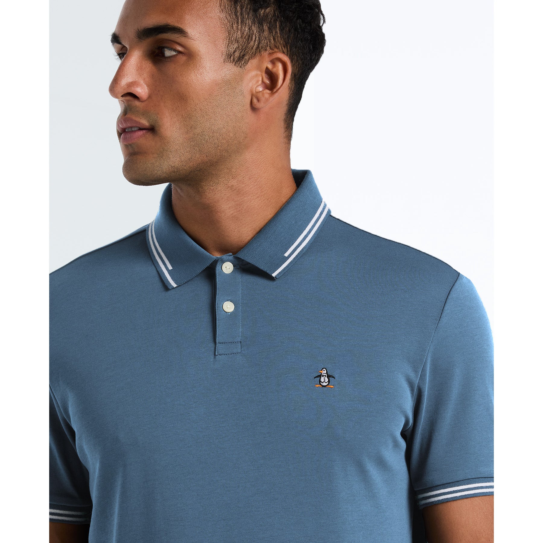 Icons Tipped Polo Shirt In Copen Blue - Image 4